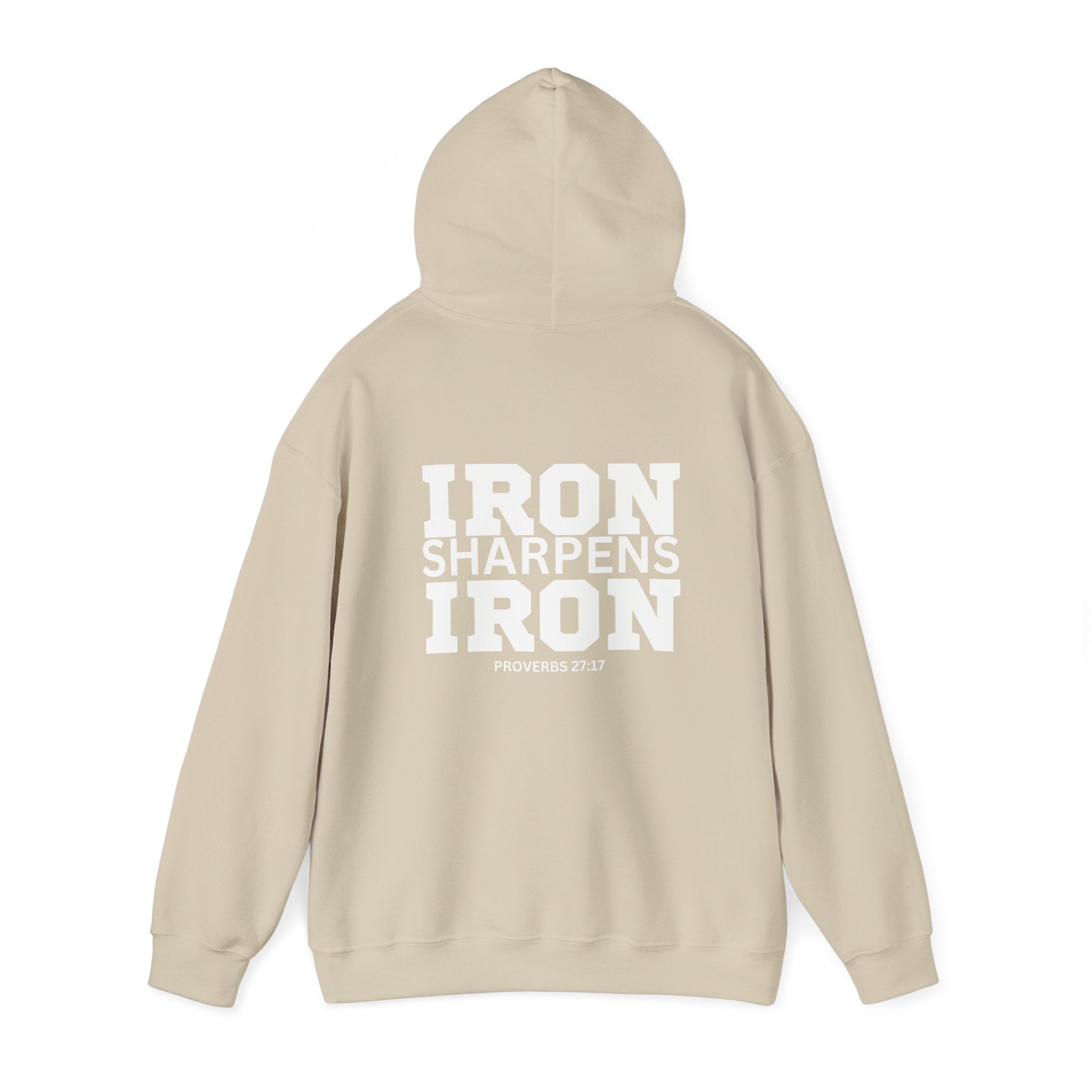 Iron Sharpens Iron - Unisex Heavy Blend Hooded Sweatshirt - White Print on Front & Back