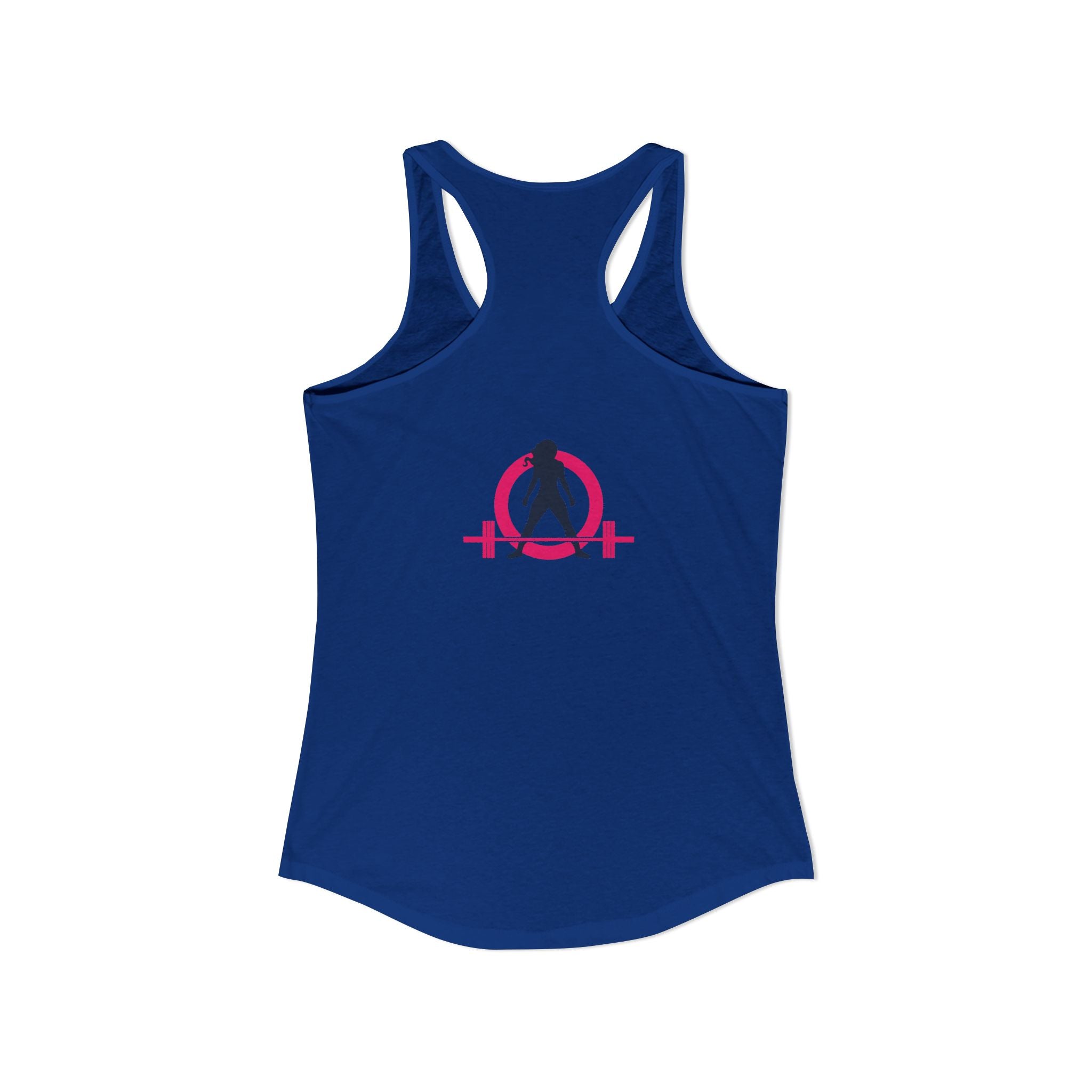 Strong Not Skinny - Color Distressed Logo - Women's Ideal Racerback Tank - Front & Back Print