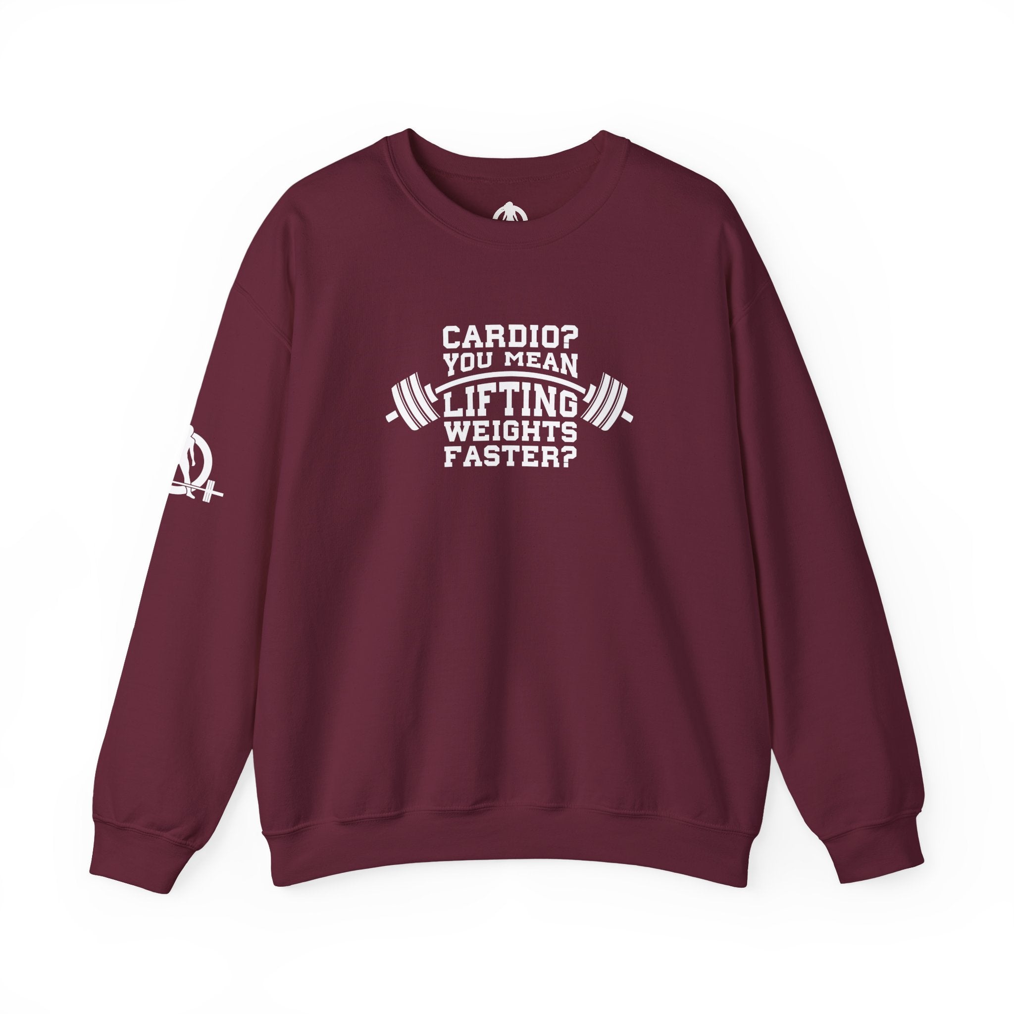 Cardio?  Lift Weights Faster - Unisex Heavy Blend™ Crewneck Sweatshirt - Front  Logo