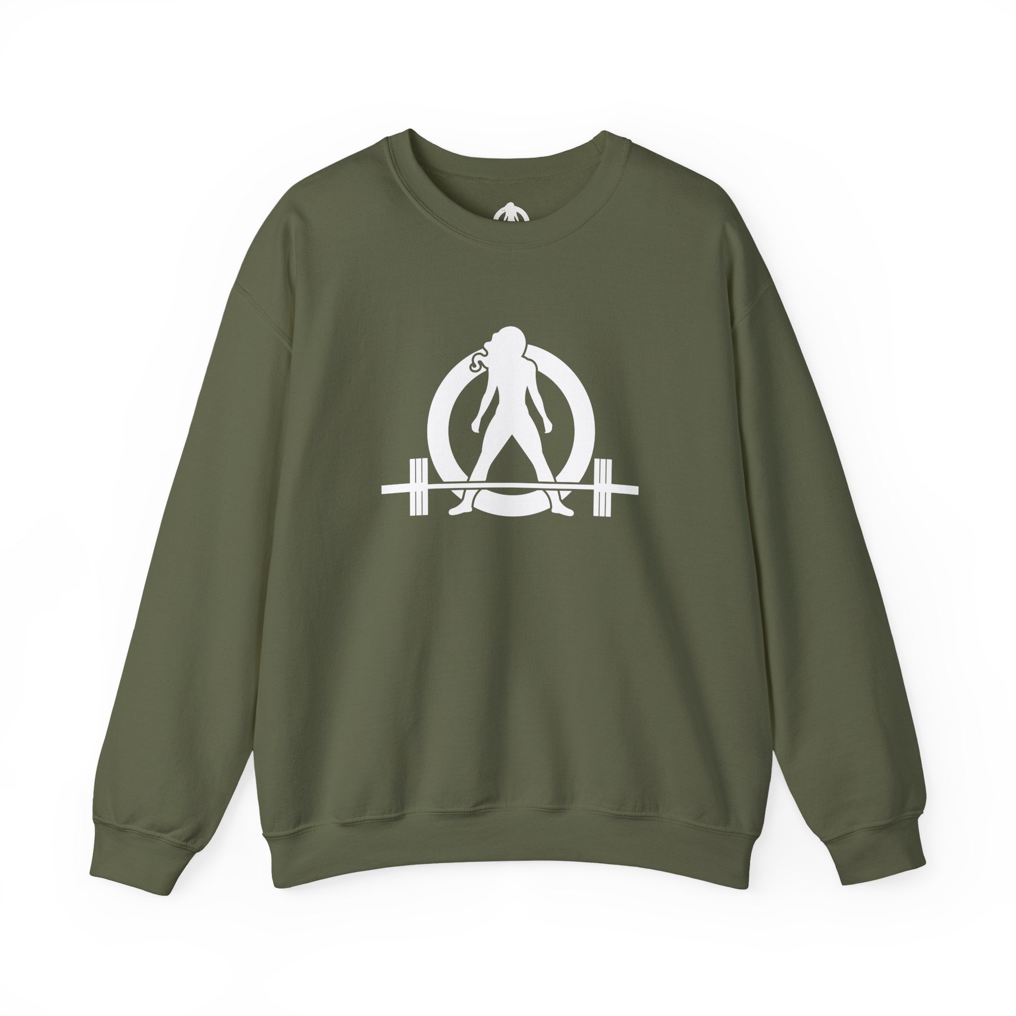Lift Heavy Run Fast - Unisex Heavy Blend™ Crewneck Sweatshirt - White Logo Front & Back