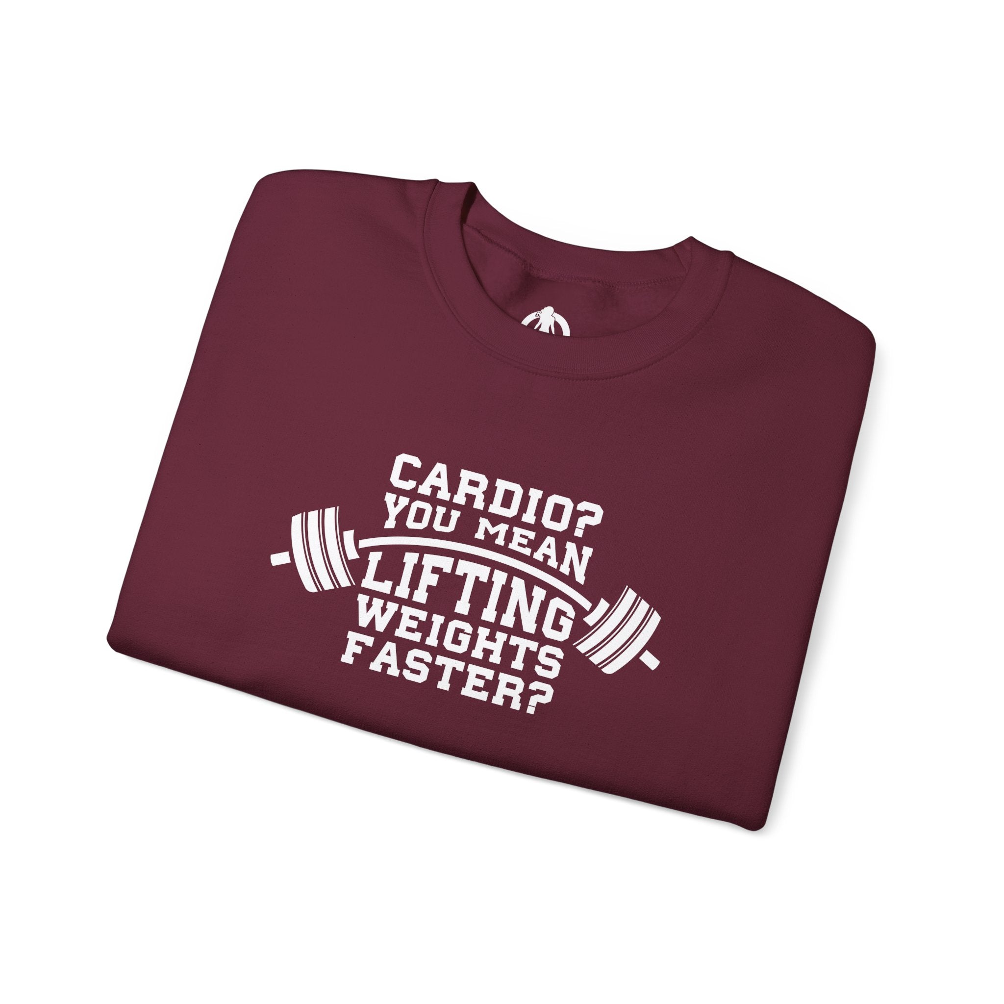 Cardio = Lift Weights Faster - Unisex Heavy Blend™ Crewneck Sweatshirt - Front  Logo