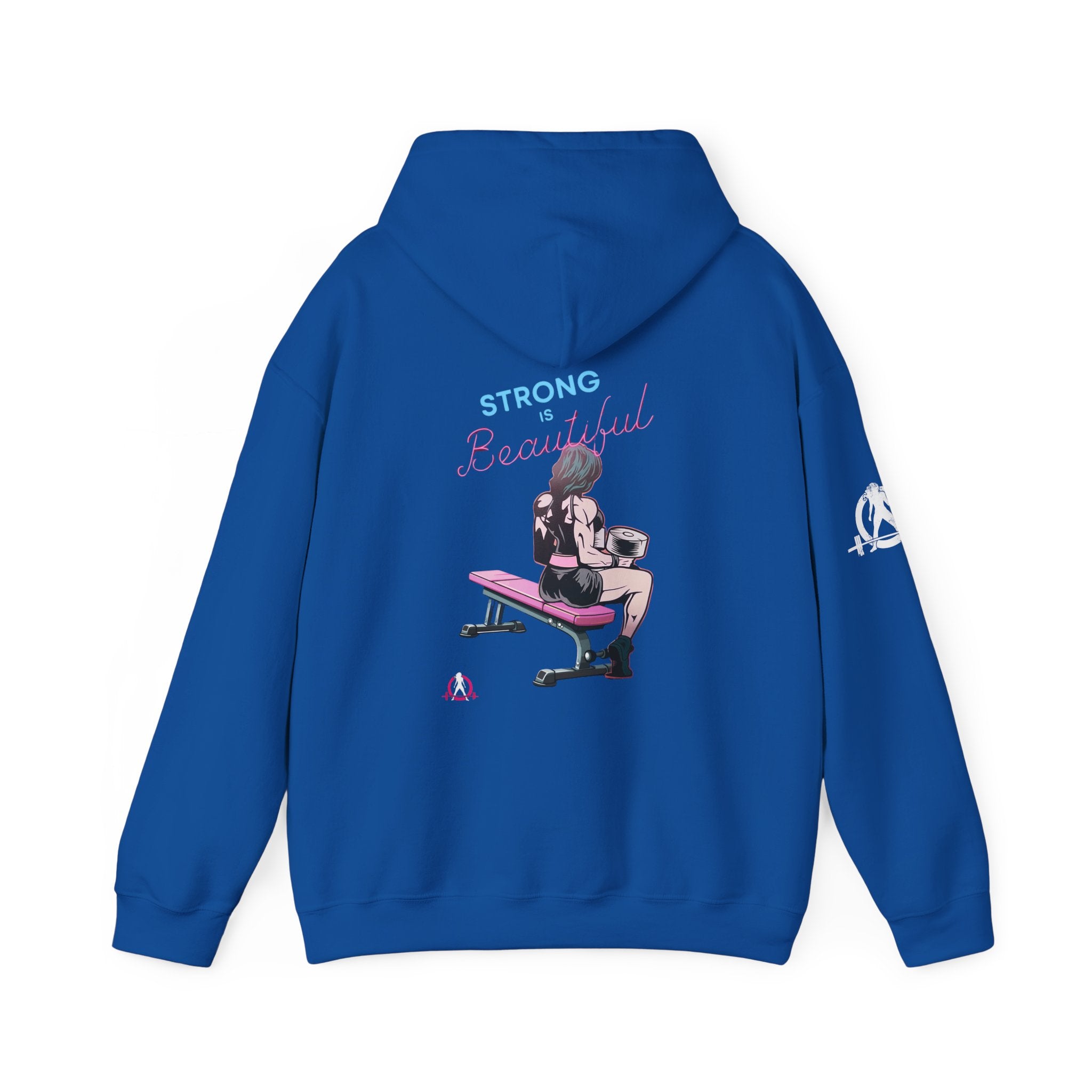 Strong Her Cartoon - Unisex Heavy Blend Hooded Sweatshirt - Logo on Back & Right Sleeve