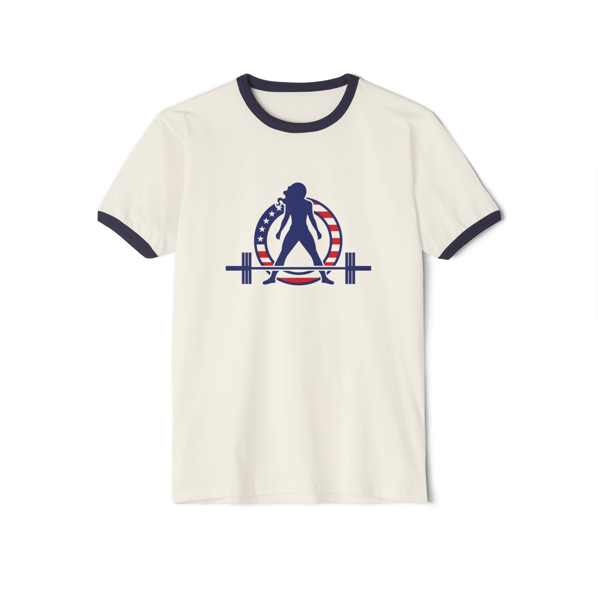 USA Collection - Unisex Cotton Ringer T-Shirt - Logo Front Plain Back