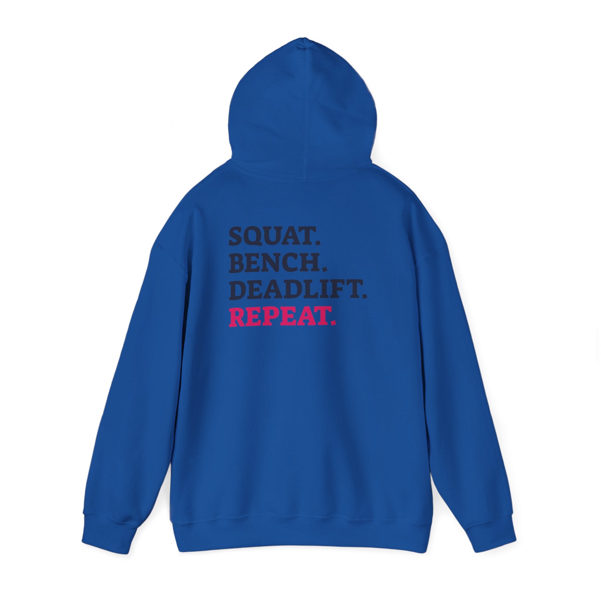 WWLW “Squat • Bench • Deadlift • Repeat” Hoodie - Black Logo Back