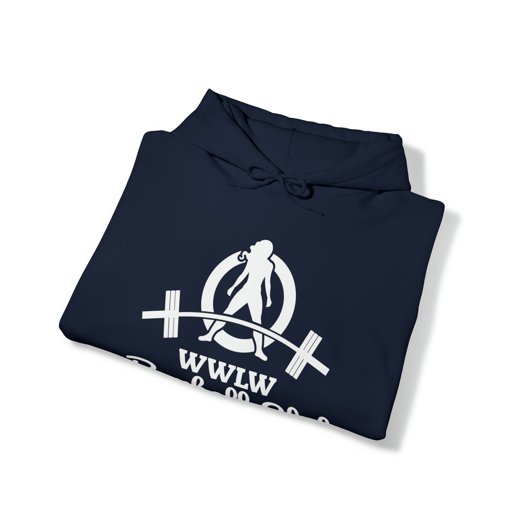 Barbell Club Classic Logo White - Unisex Heavy Blend Hooded Sweatshirt (BEST SELLER)