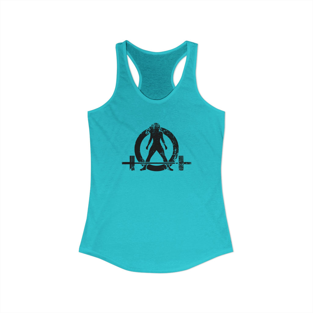 I Could Deadlift You - Women's Ideal Racerback Tank - Black Distressed Logo + Back