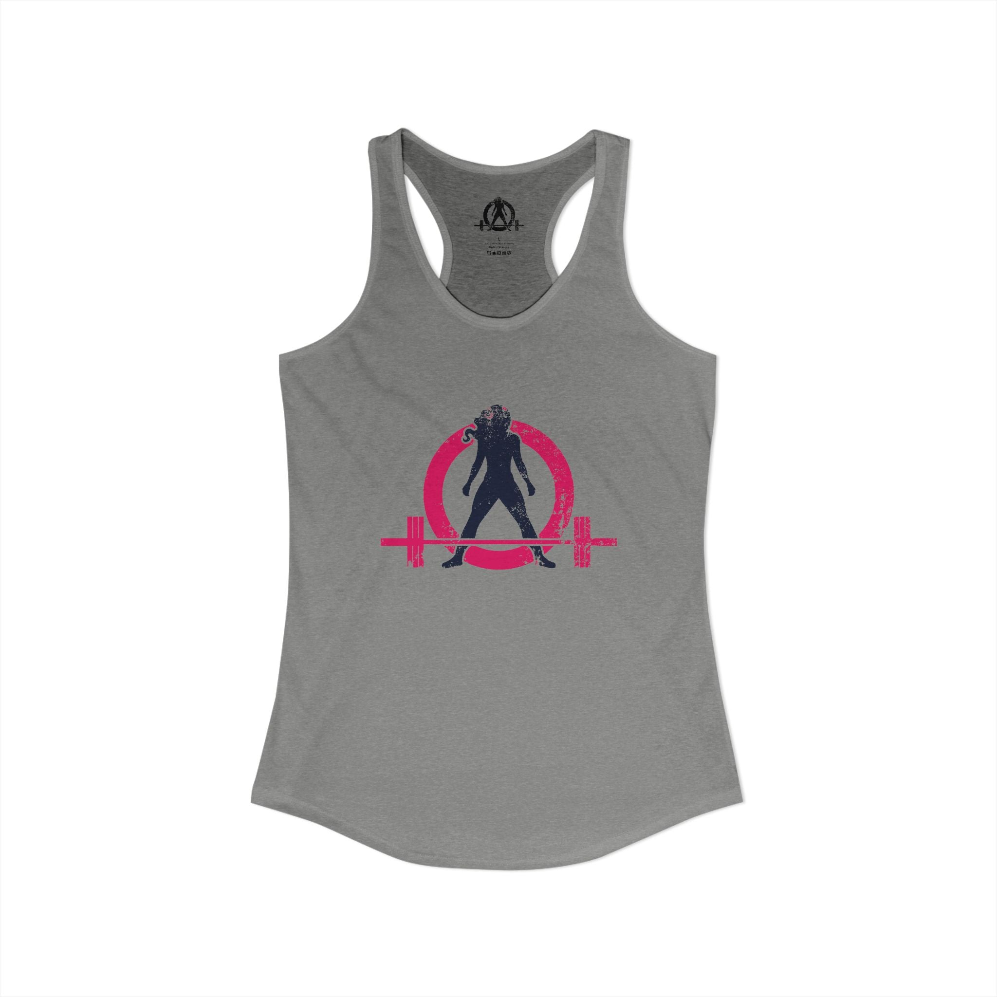 Distressed - Simple - Women's Ideal Racerback Tank - Color Inverted Logo Front - Plain Back