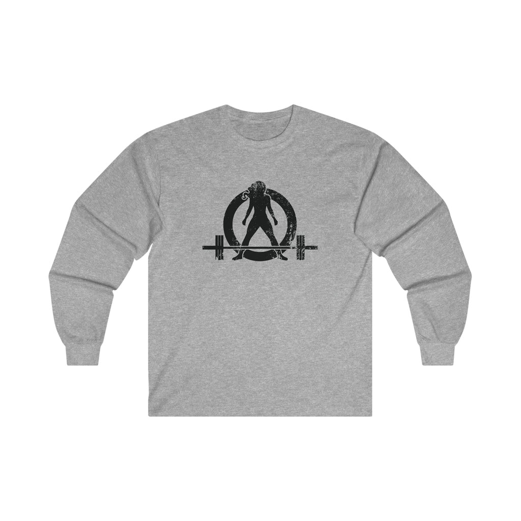 Distressed - Ultra Cotton Long Sleeve Tee - Black Logo