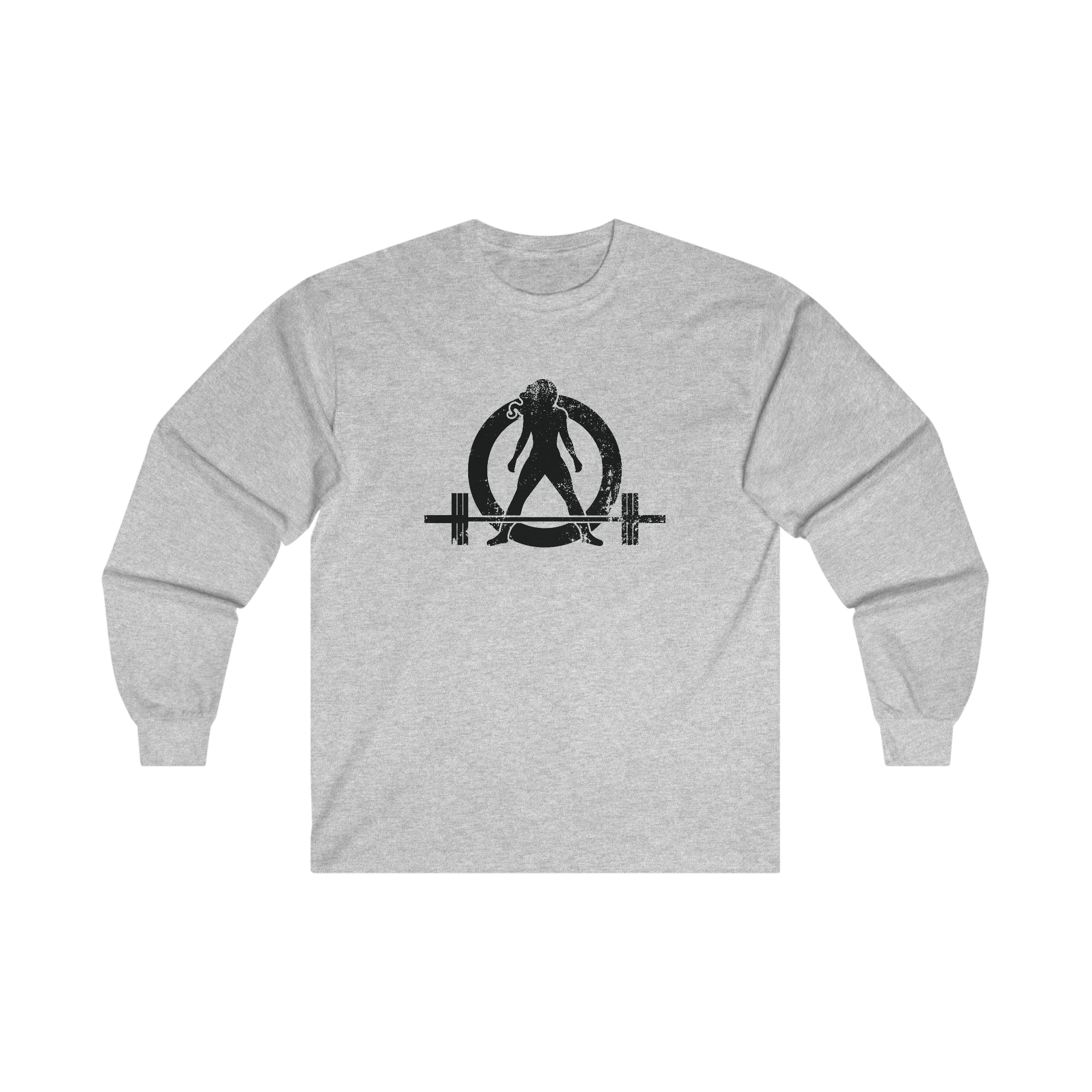Distressed - Ultra Cotton Long Sleeve Tee - Black Logo