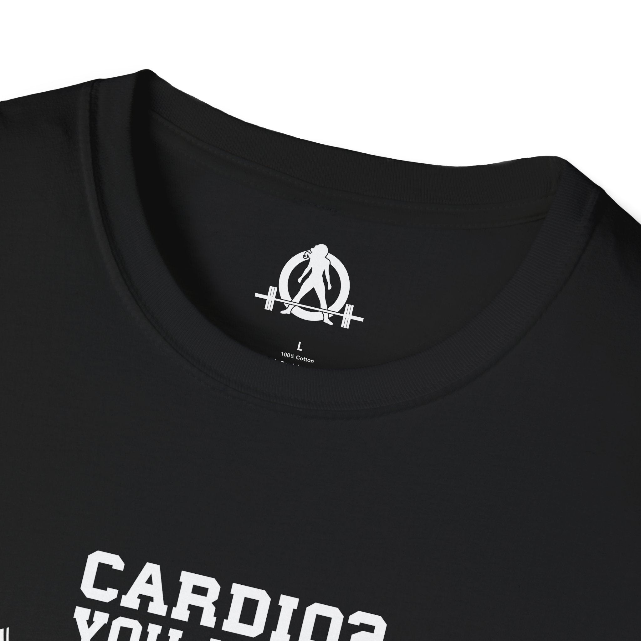 Cardio = Lift Weights Faster - Unisex Softstyle T-Shirt - Logo Front