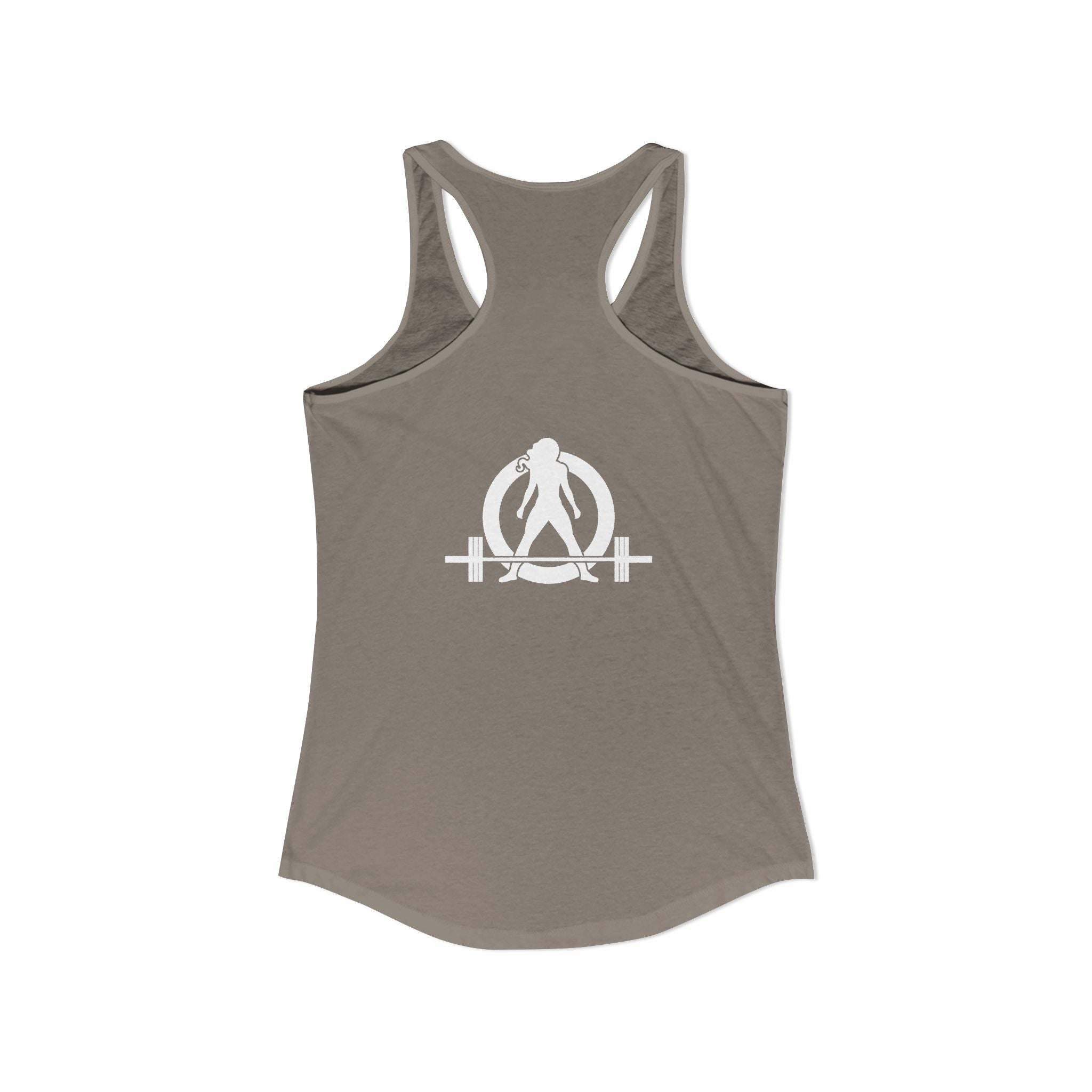 Goal Weight Strong AF - Simple - Women's Ideal Racerback Tank - White Print Front & Back