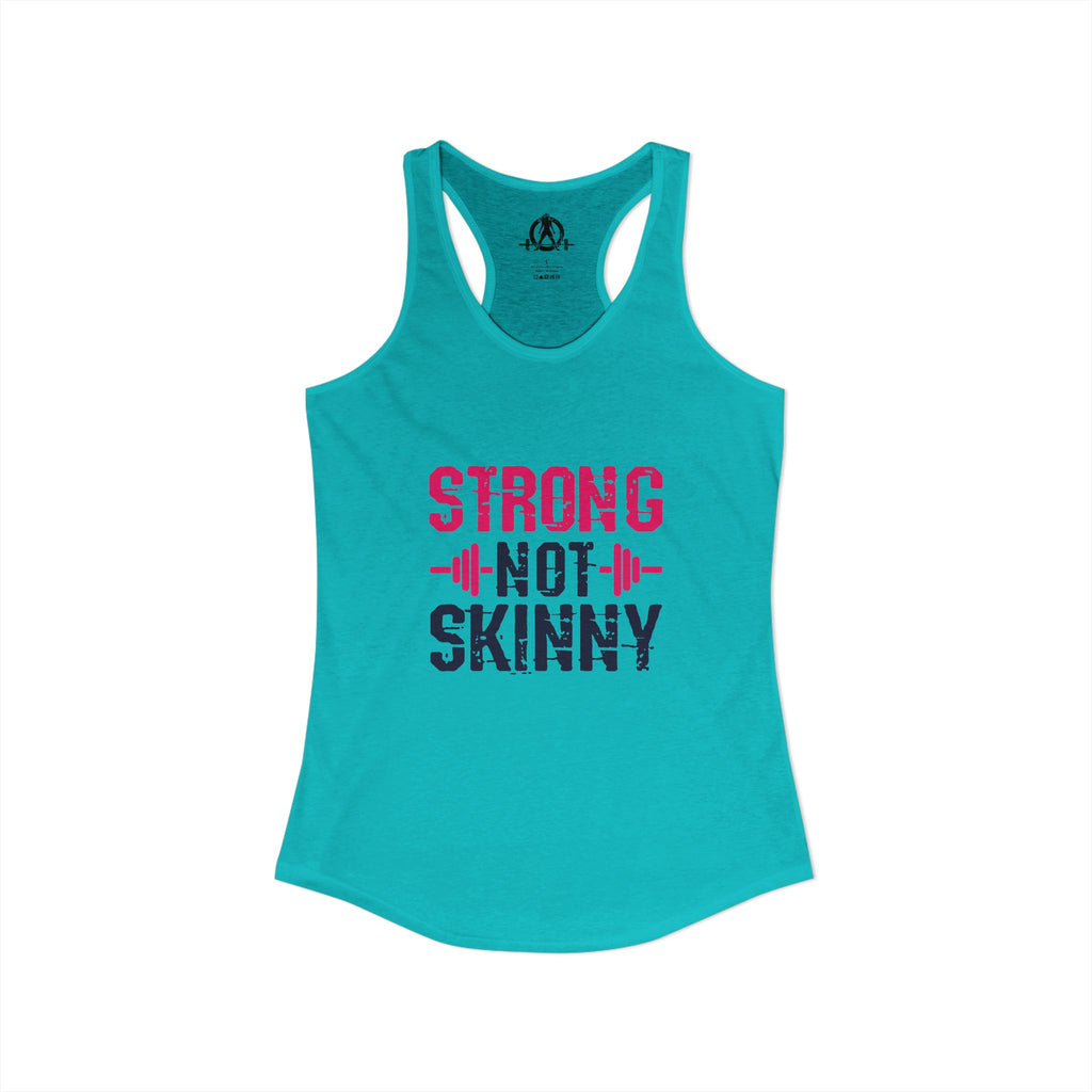 Strong Not Skinny - Color Distressed Logo - Women's Ideal Racerback Tank - Front & Back Print