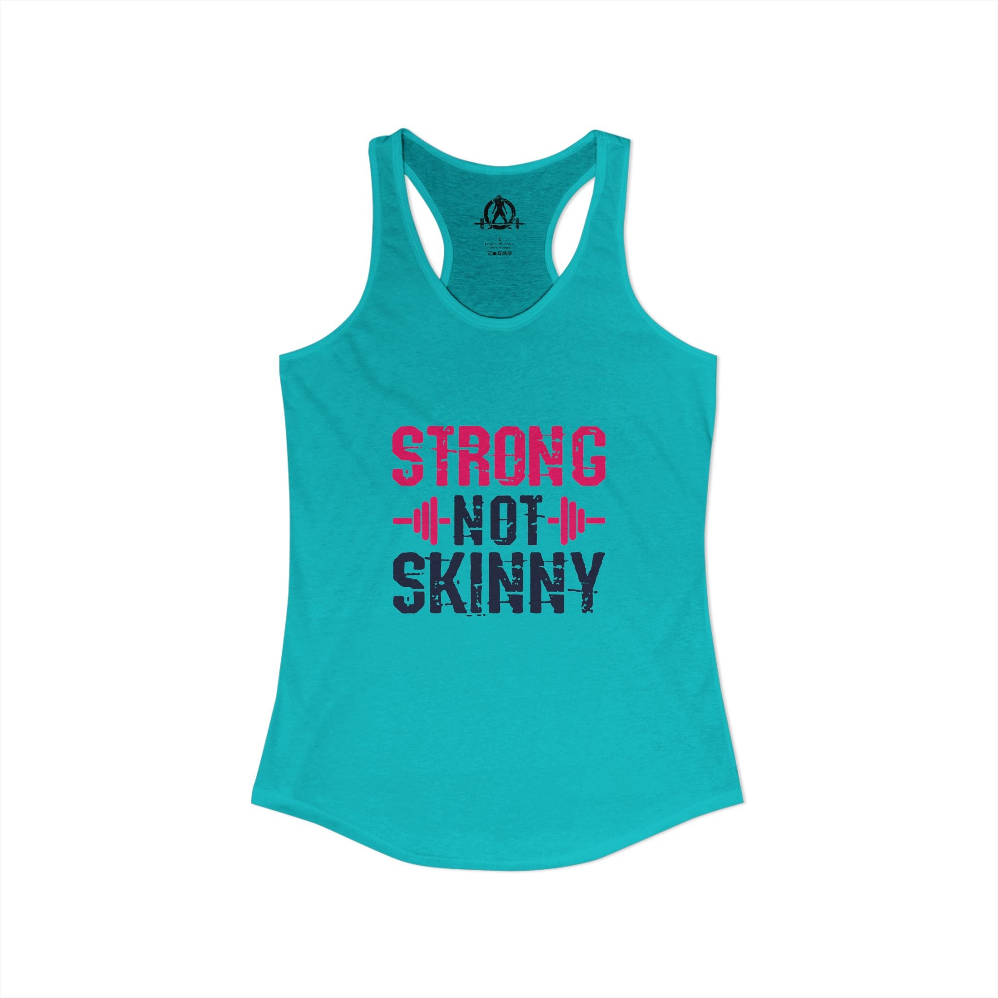 Strong Not Skinny - Color Distressed Logo - Women's Ideal Racerback Tank - Front & Back Print