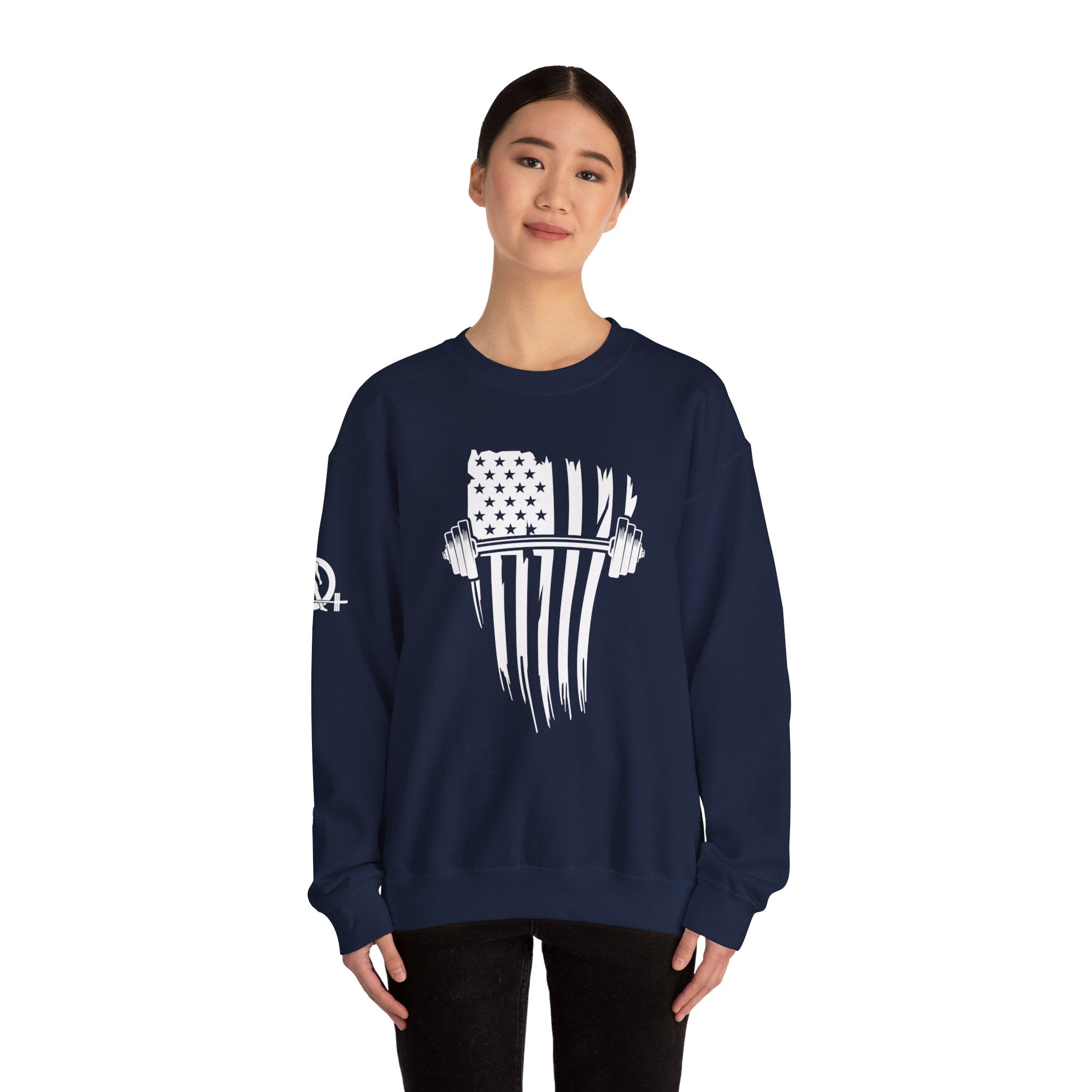 USA Barbell - Unisex Heavy Blend™ Crewneck Sweatshirt - White Logo
