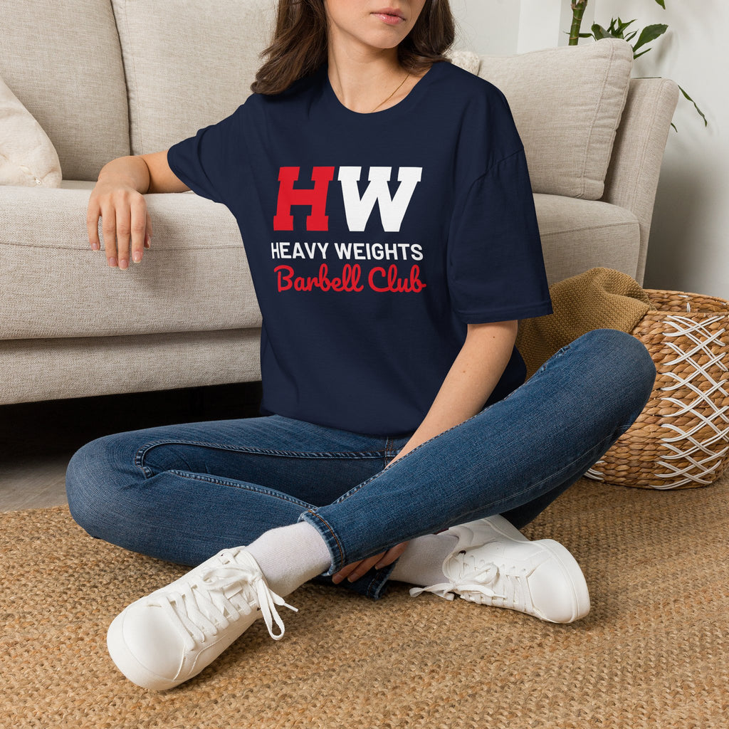 Heavy Weights Barbell Club  - Unisex Softstyle T-Shirt - Black Logo - Plain Back