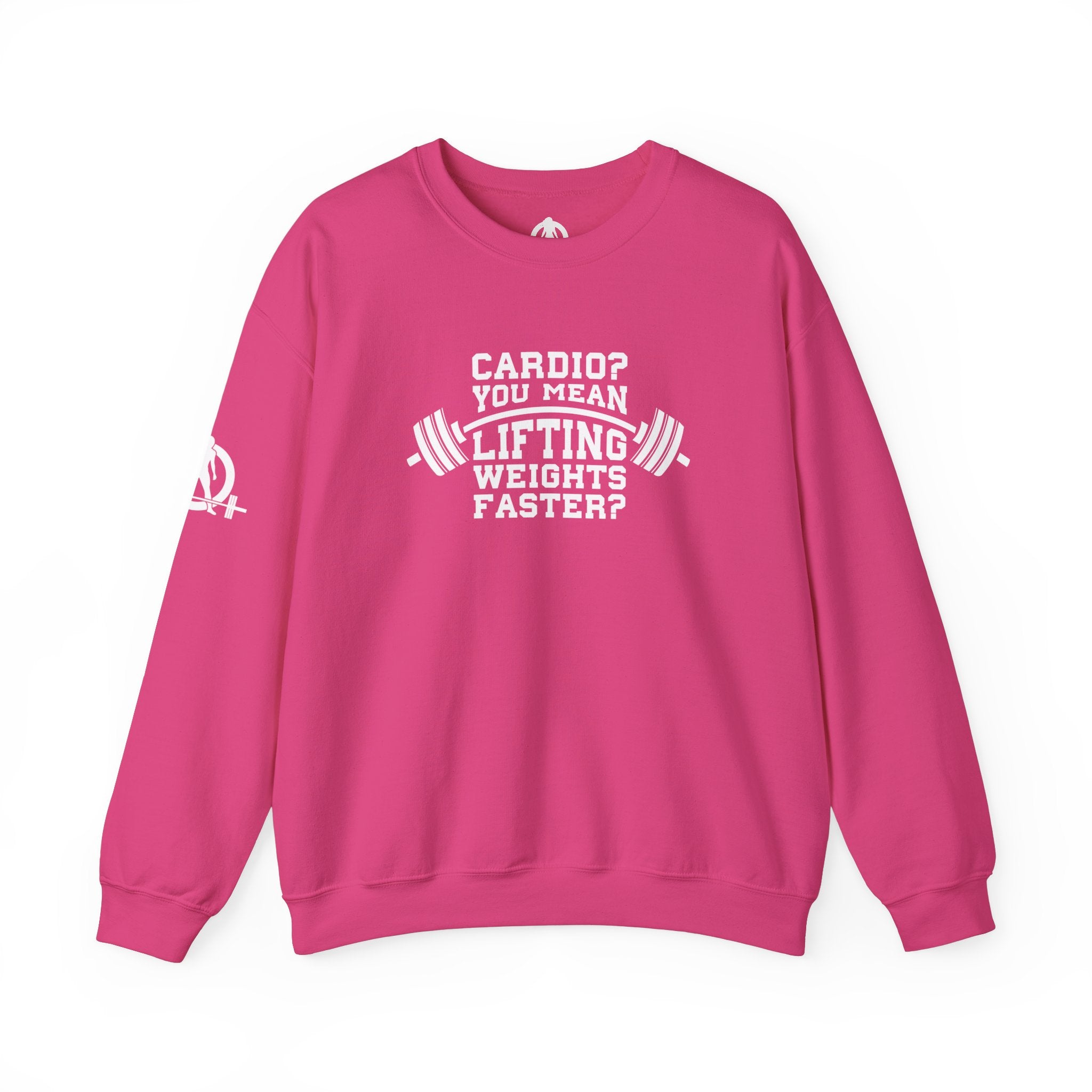 Cardio = Lift Weights Faster - Unisex Heavy Blend™ Crewneck Sweatshirt - Front  Logo