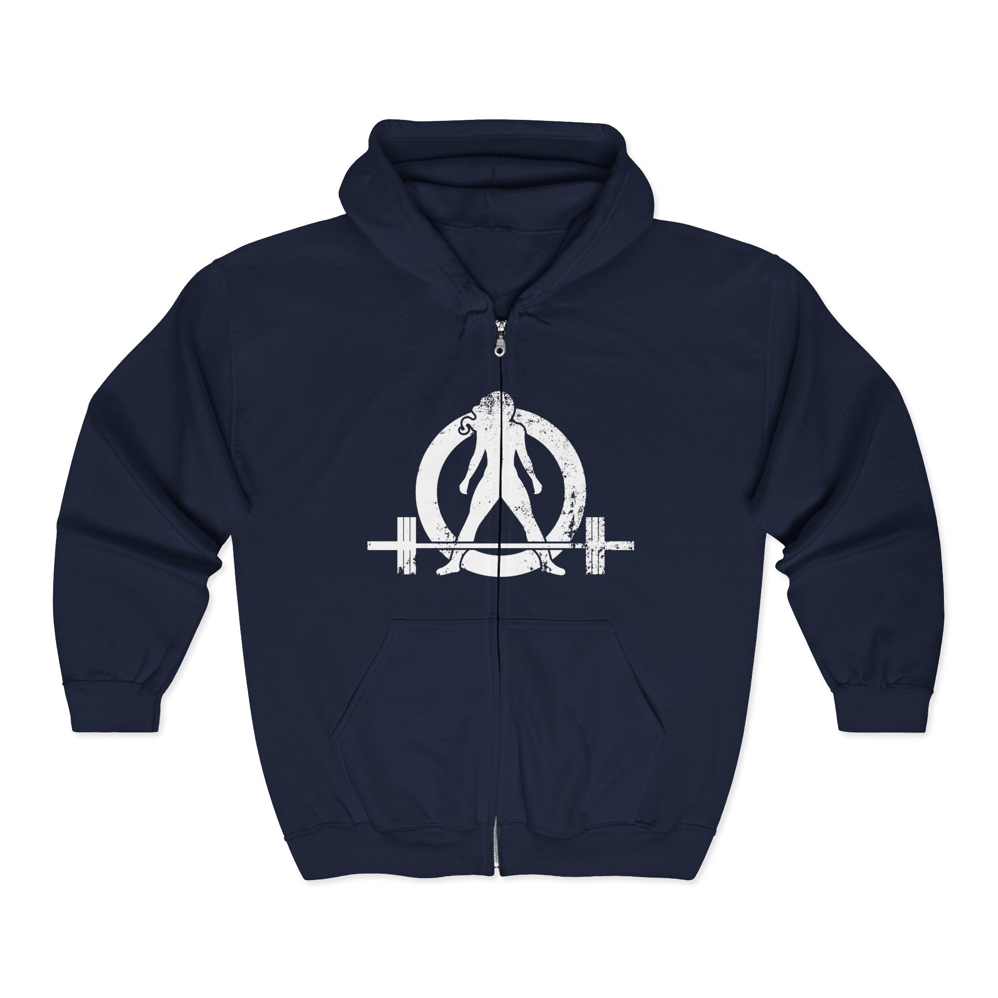 Unisex Heavy Blend™ Full Zip Hooded Sweatshirt – Distressed White Logo 🤍⚡