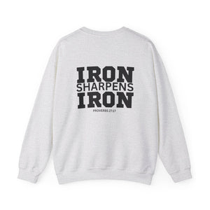 Iron Sharpens Iron - Unisex Heavy Blend™ Crewneck Sweatshirt - Front Black Logo - Front & Back Print