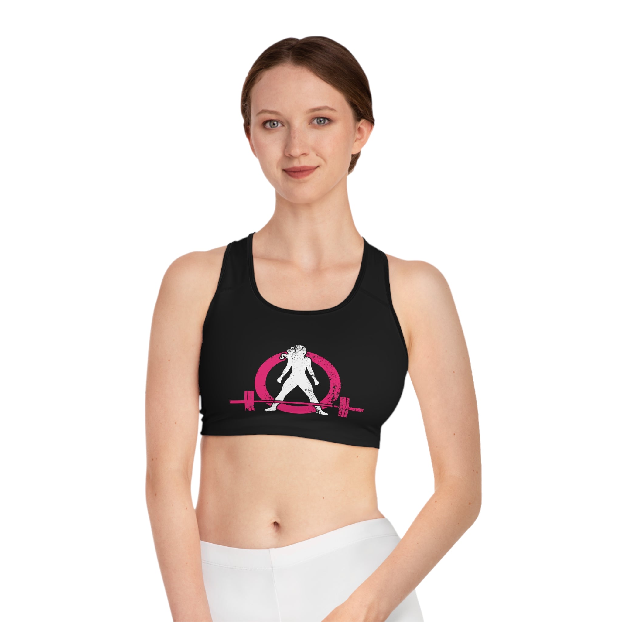 WWLW Sports Bra (AOP) - Color Distressed Logo - Black