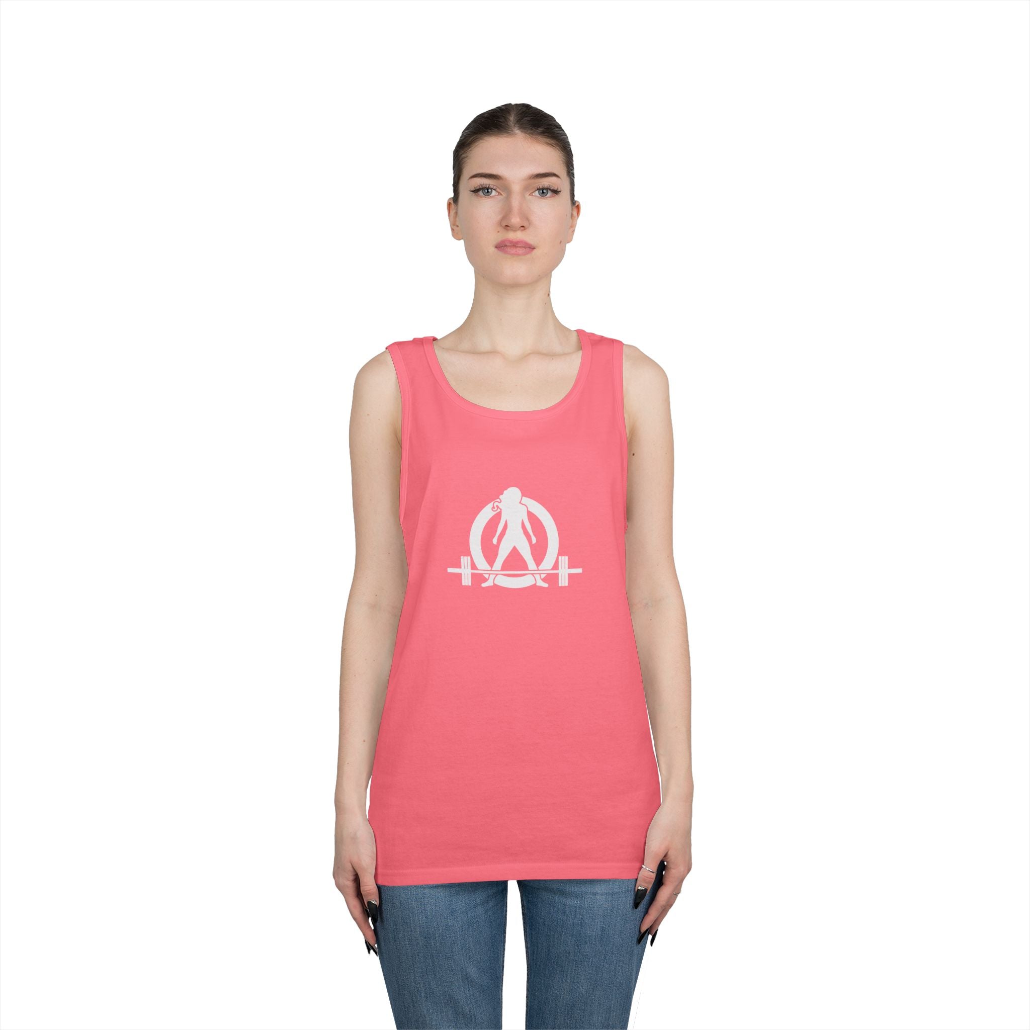 Unisex Heavy Cotton Tank Top -  White Logo - Kick Your Ass