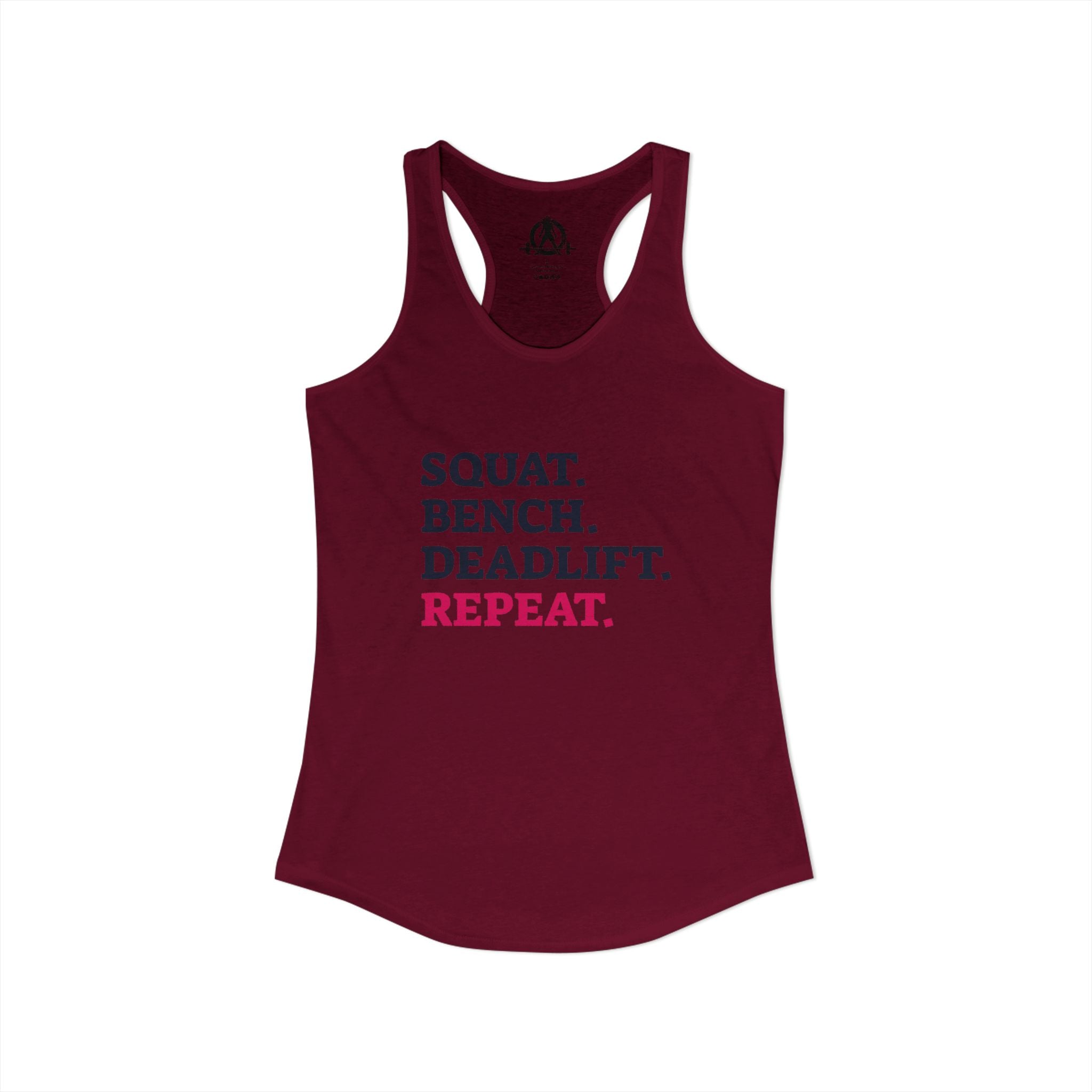 Squat Bench Deadlift Repeat - Women's Ideal Racerback Tank - Front Logo Plain Back