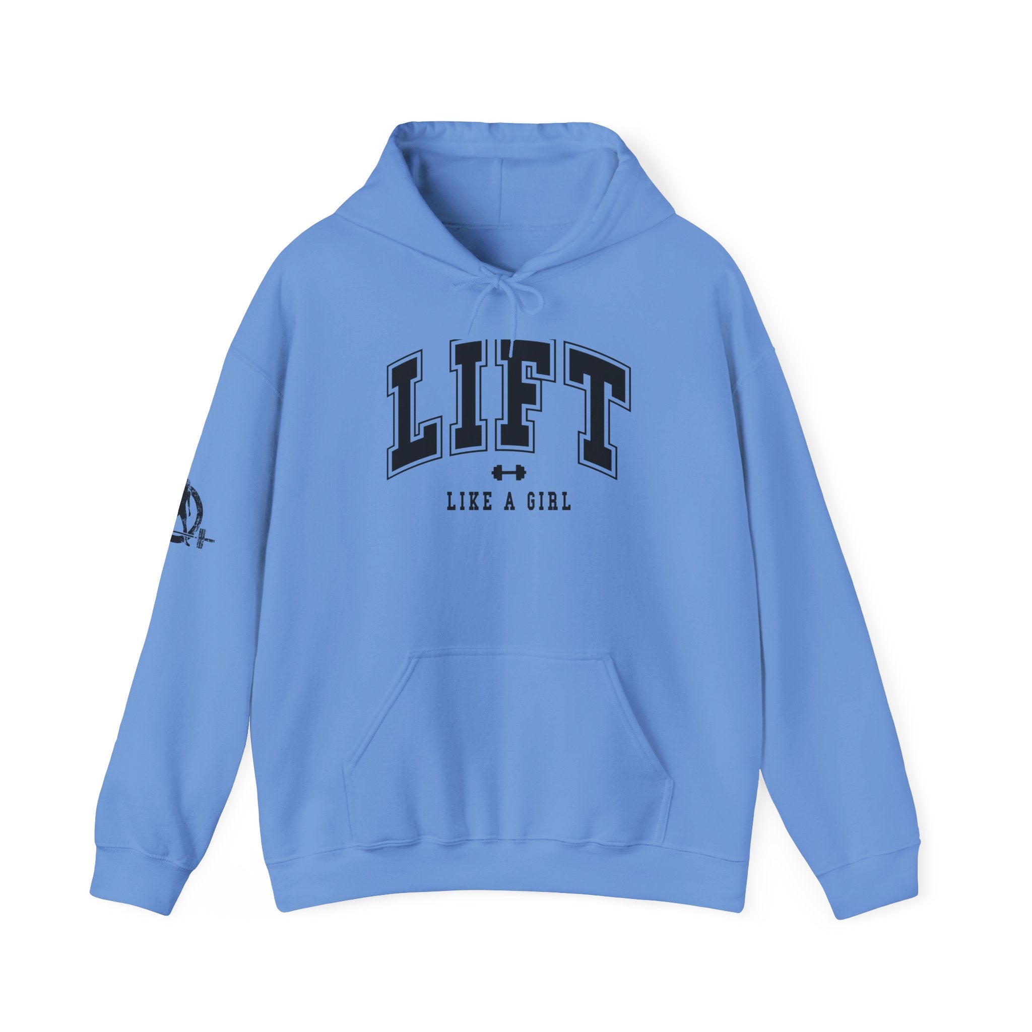 Lift Like.A Girl - Unisex Heavy Blend Hooded Sweatshirt - Black Logo on Front & Right Sleeve