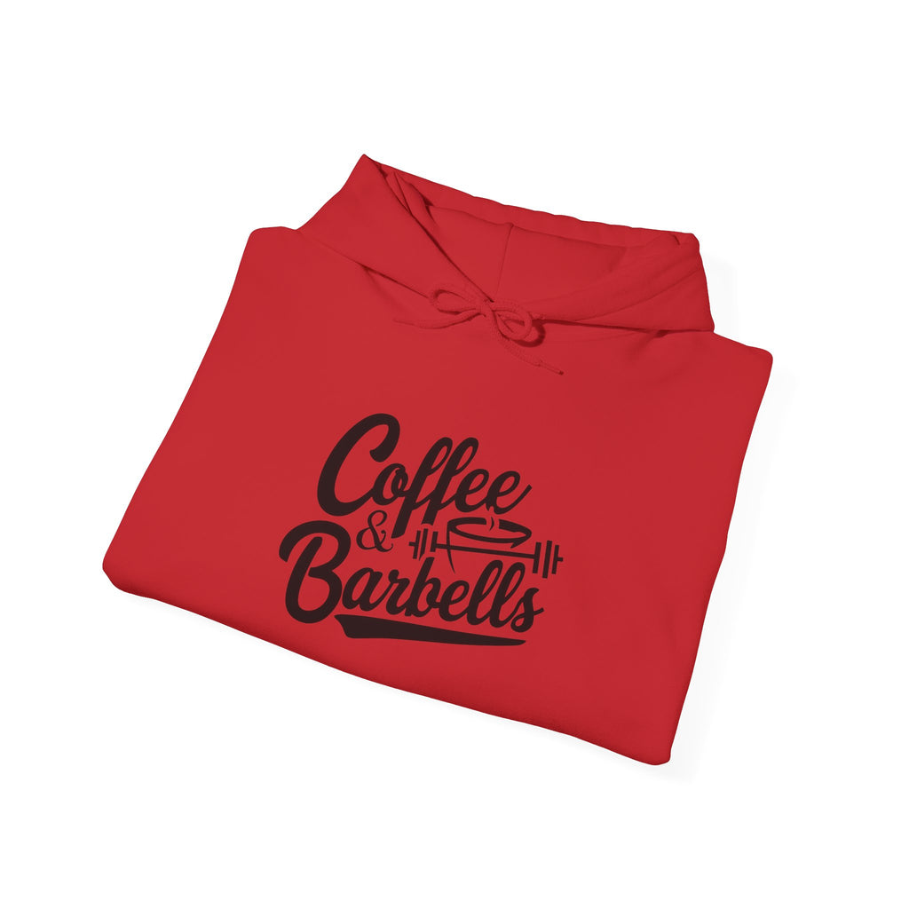 Coffee & Barbells  - Unisex Heavy Blend Hooded Sweatshirt - Black Logo on Front & Right Sleeve