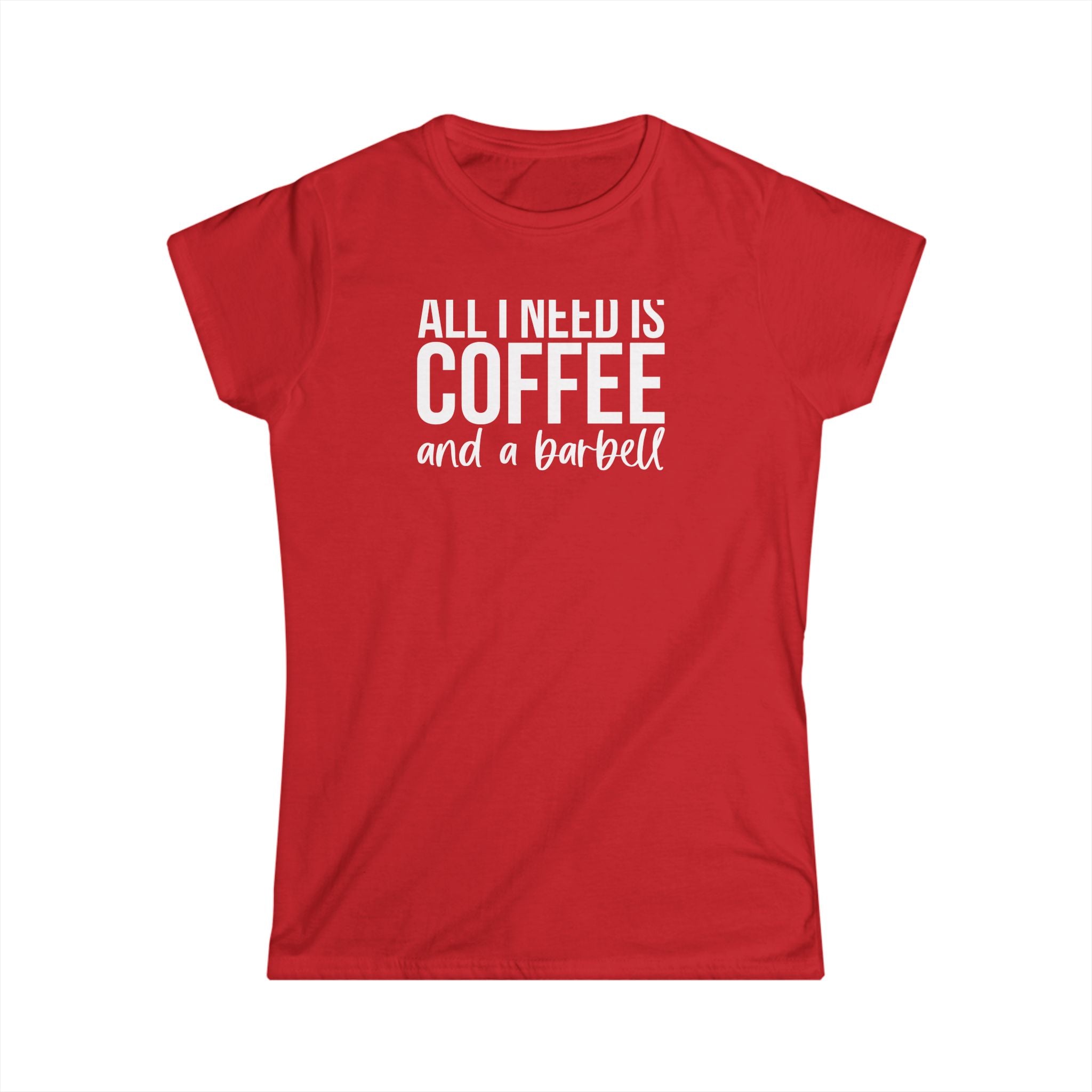 Coffee & A Barbell - Women's Softstyle Tee - Front Logo & Color Back
