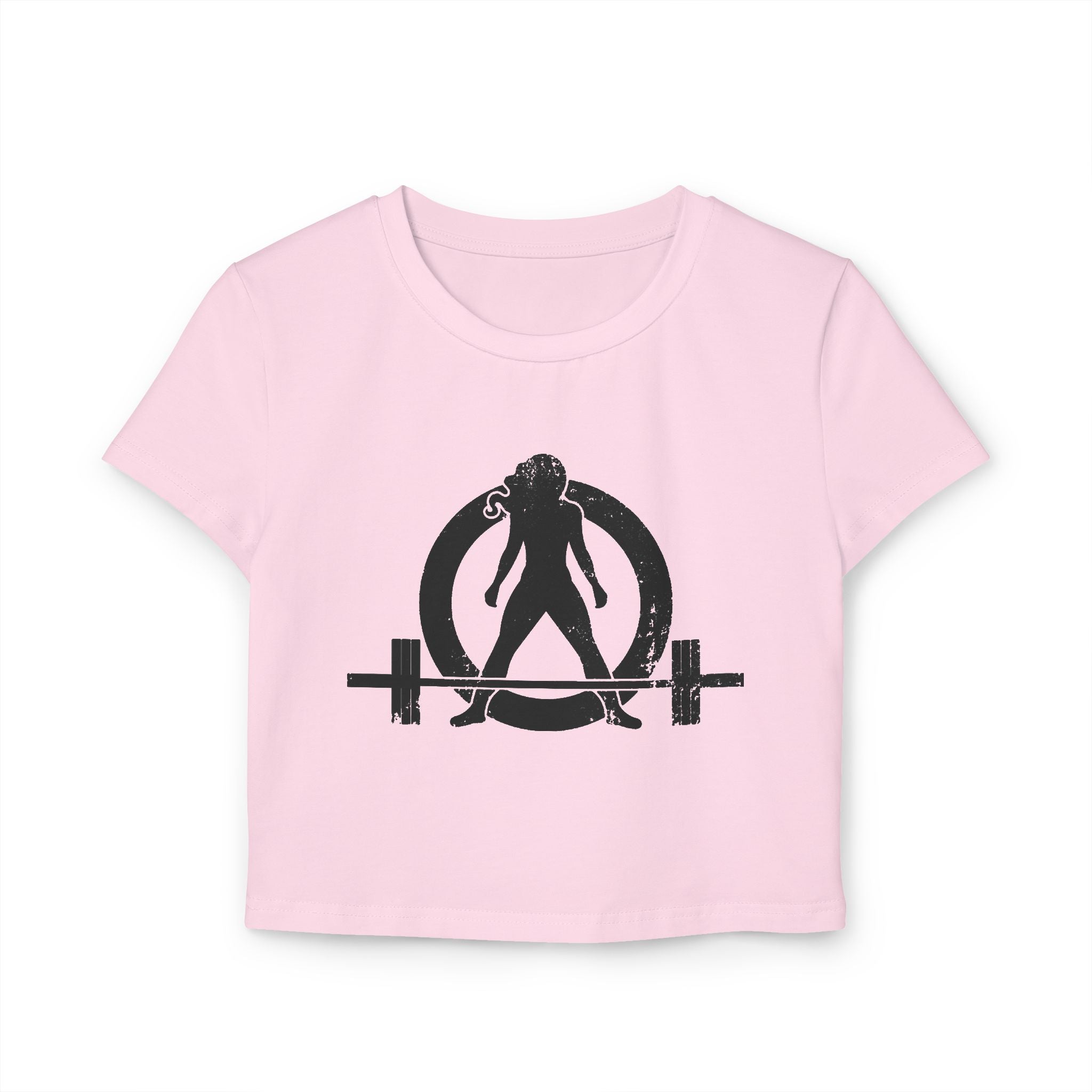 Women's Baby Tee - Black Distressed Logo