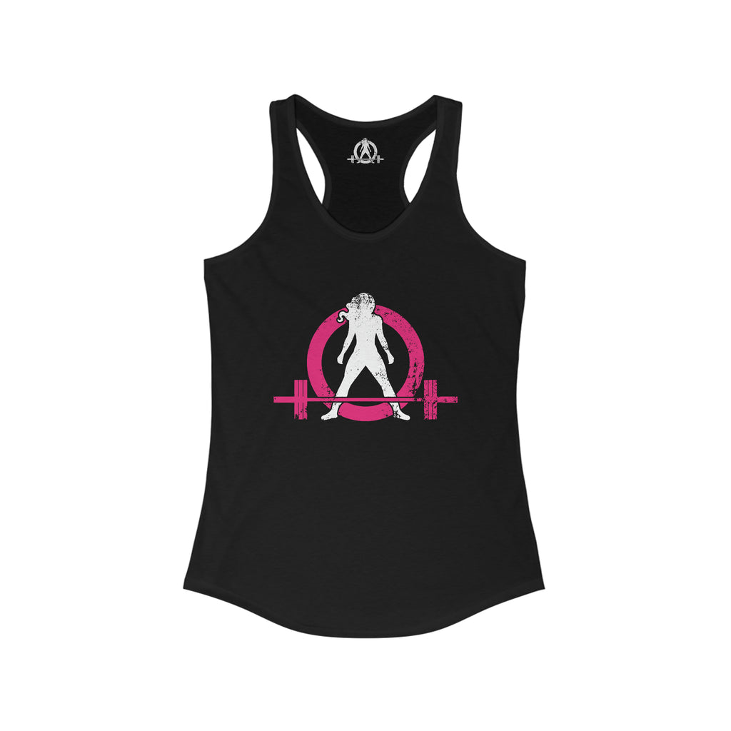 Distressed Women's Ideal Racerback Tank - Color Distressed Logo Front