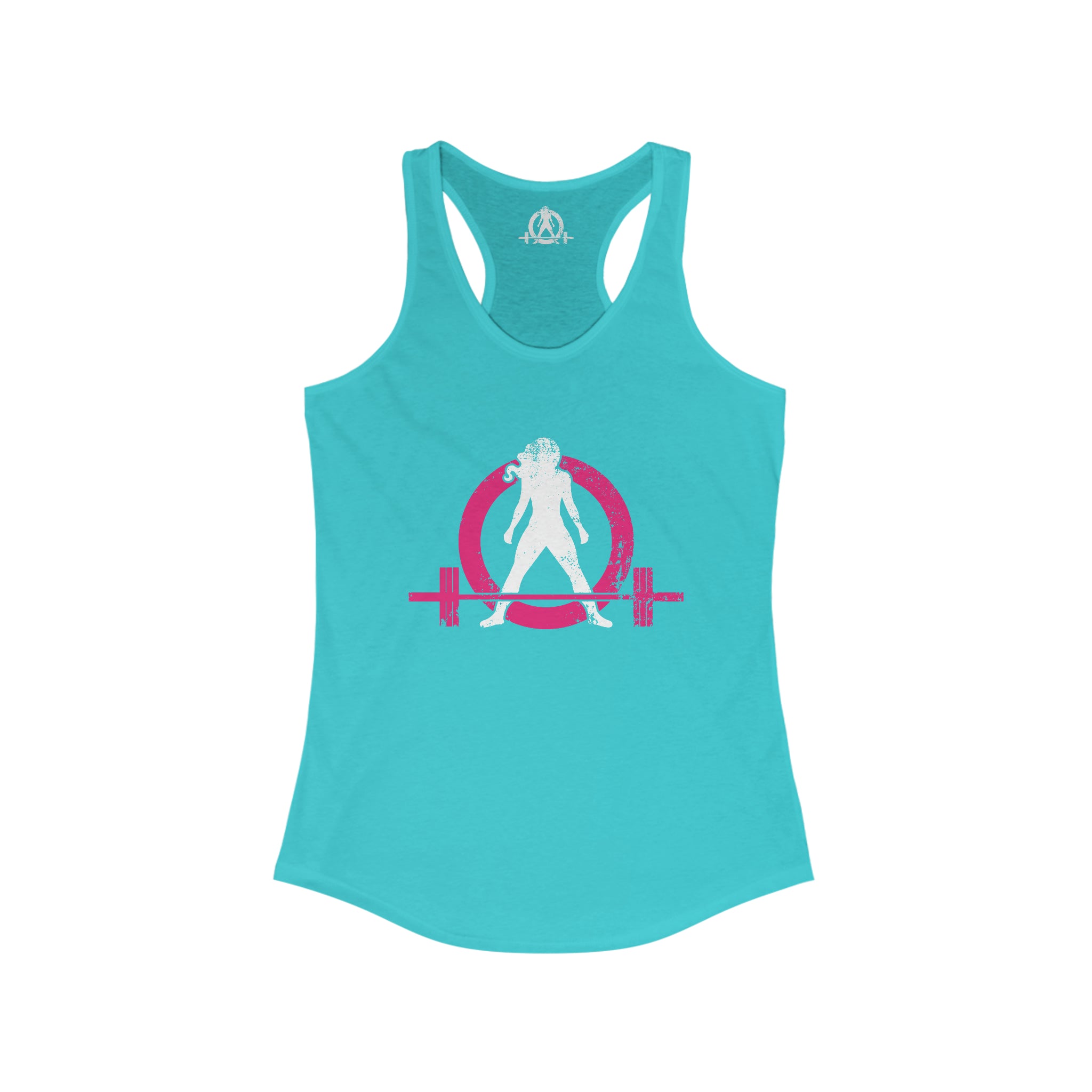 Distressed Women's Ideal Racerback Tank - Color Distressed Logo Front