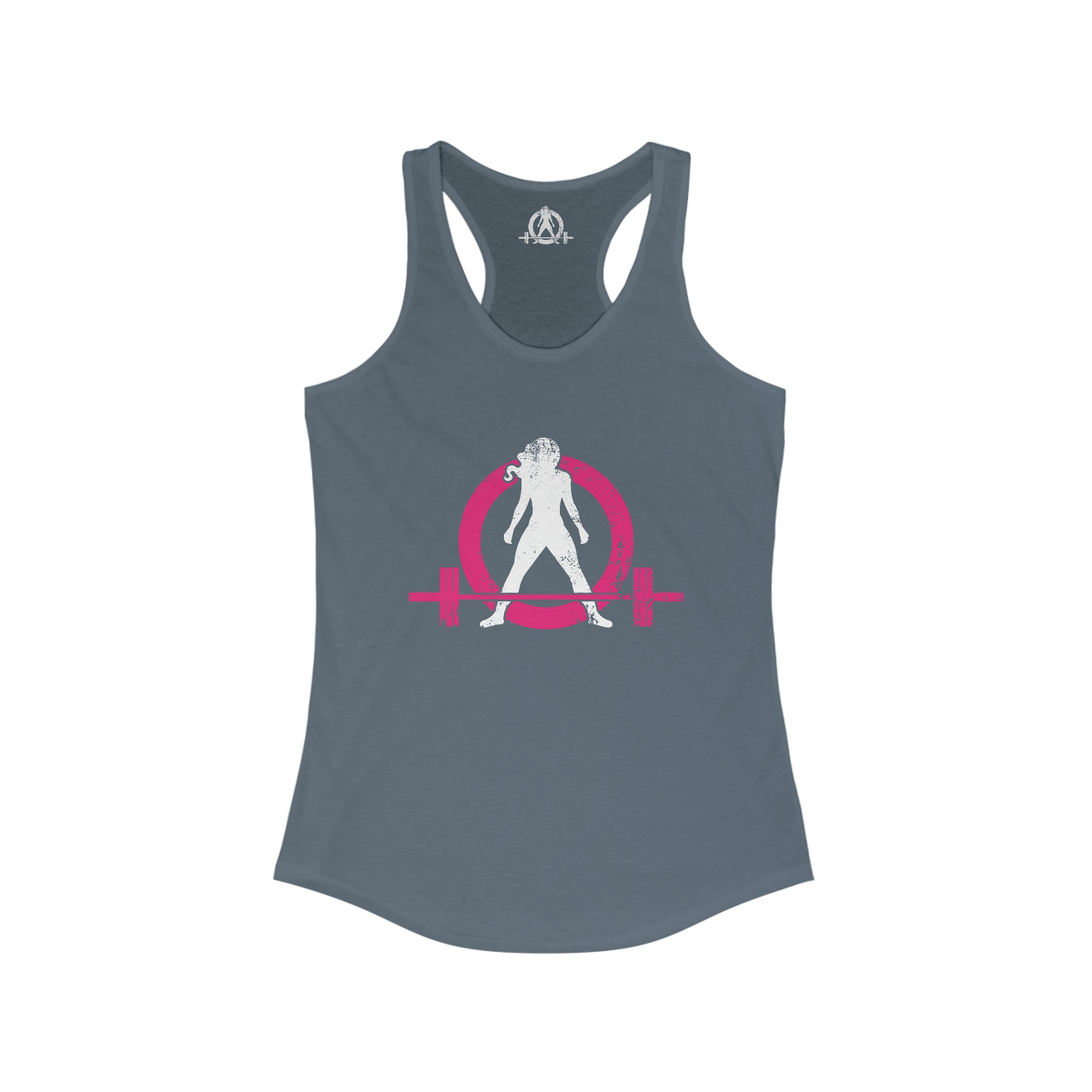 Distressed Women's Ideal Racerback Tank - Color Distressed Logo Front