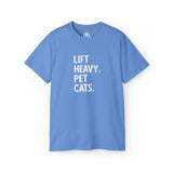 Lift Heavy Pet Cats - Unisex Ultra Cotton Tee - White Logo