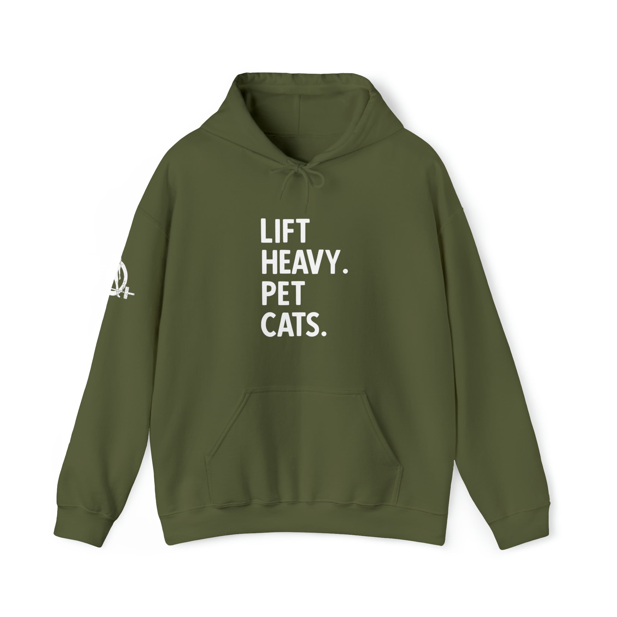Lift Heavy Pet Cats - Unisex Heavy Blend Hooded Sweatshirt - White Front Logo