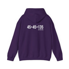 45 + 45 = 135  - Unisex Heavy Blend Hooded Sweatshirt  - White Logo Front & Back
