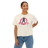 Women's Boxy Tee - Color Distressed Logo Front Plain Back