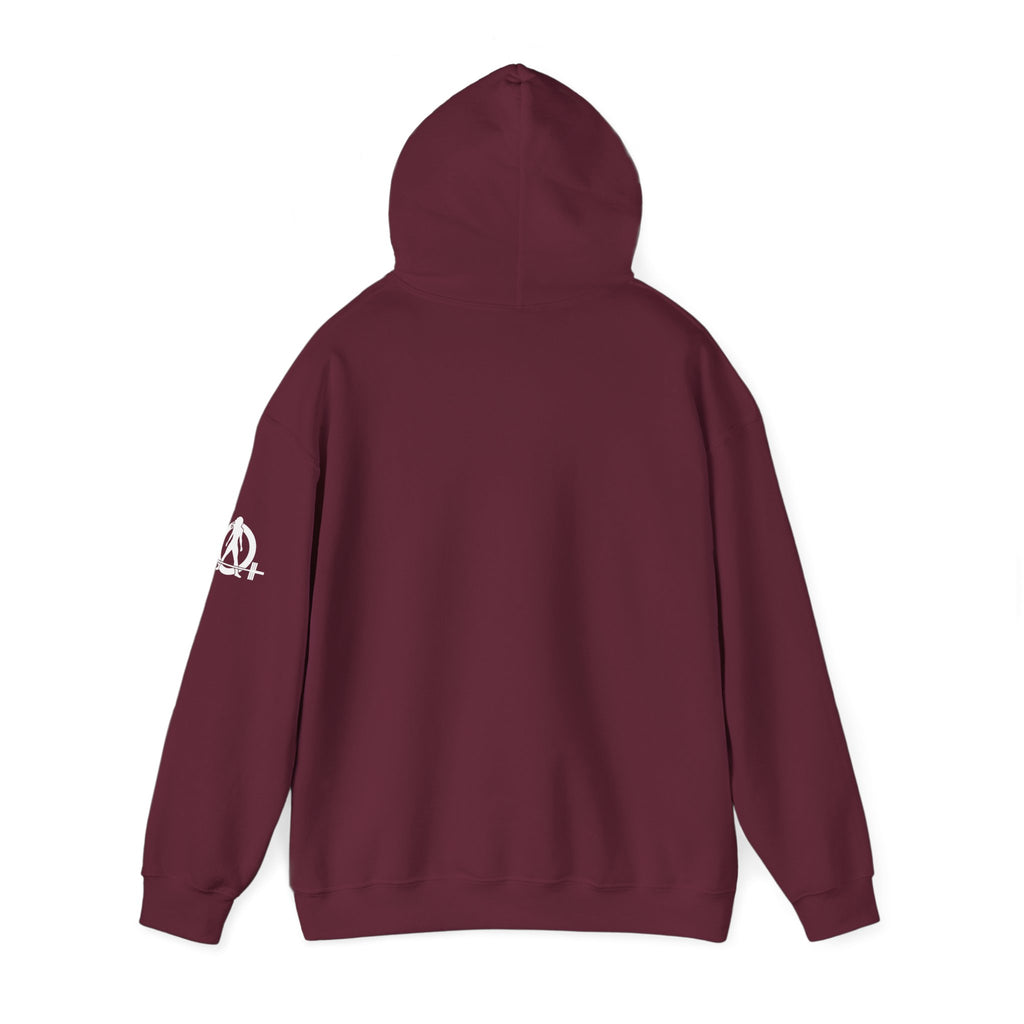 45 + 45 = 135  - Unisex Heavy Blend Hooded Sweatshirt  - White Print on Front & Arm
