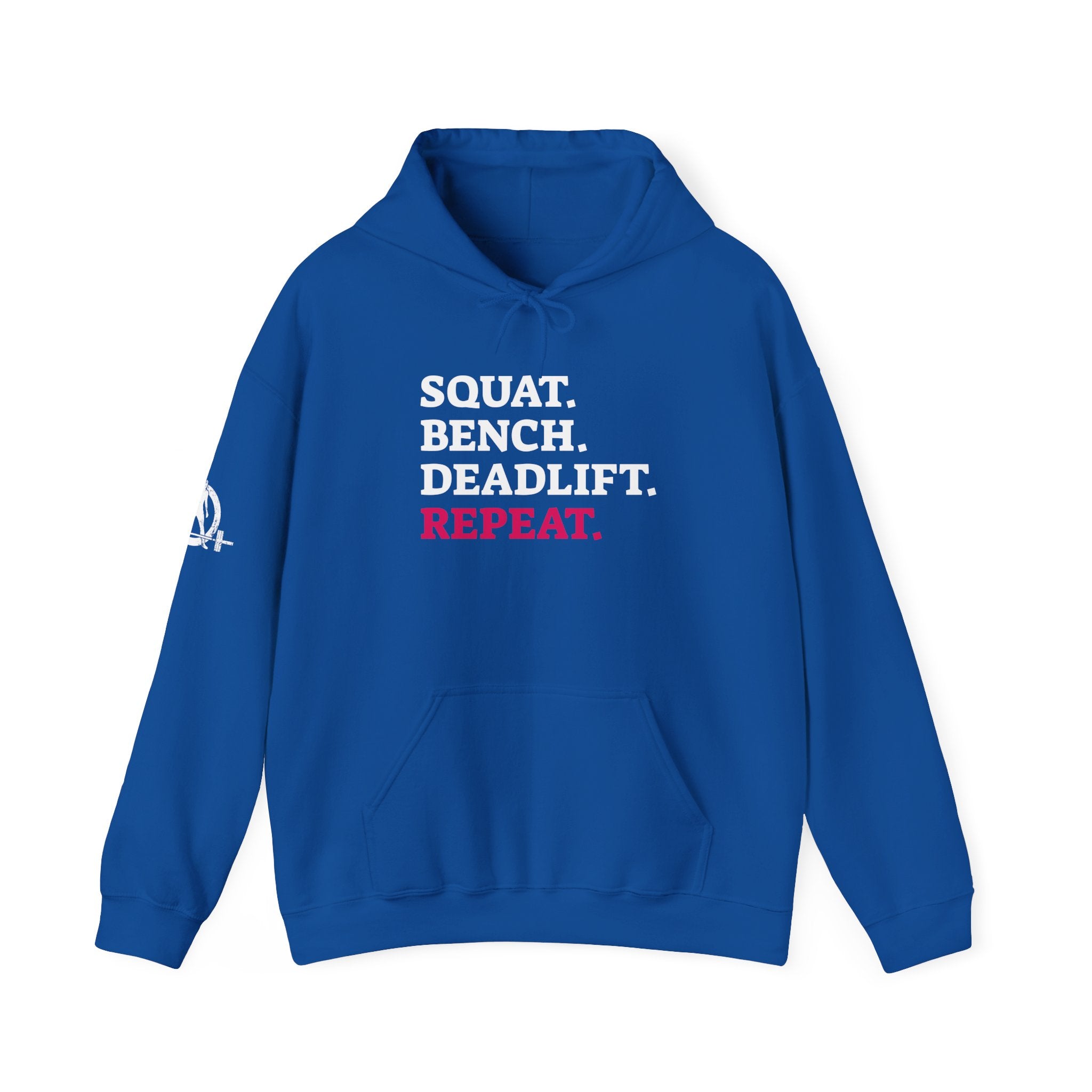 WWLW “Squat • Bench • Deadlift • Repeat” Hoodie - Front Logo & Side Arm