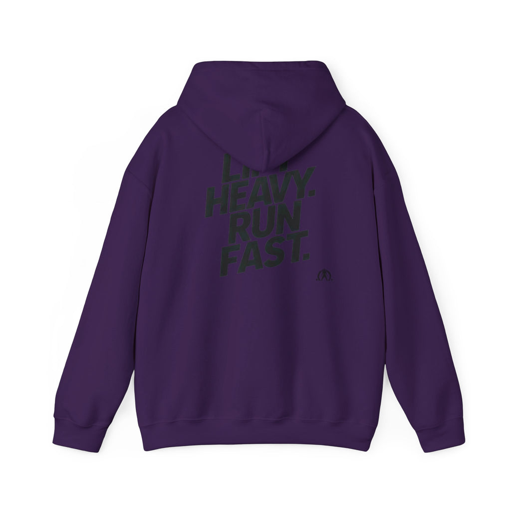 Lift Heavy Run Fast - Unisex Heavy Blend Hooded Sweatshirt  - Front & Back Black Logo