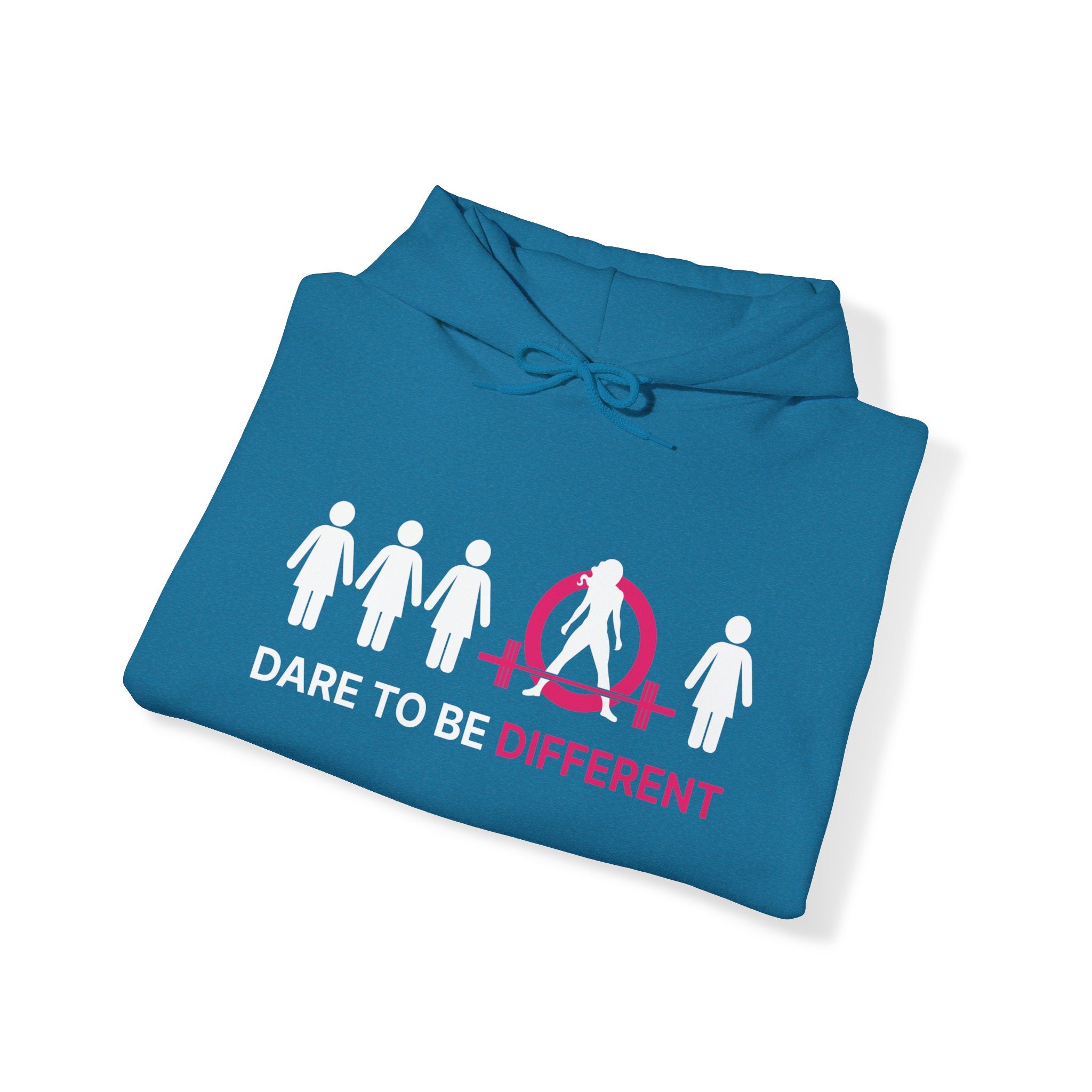 Dare To Be Different - Deadlift - Unisex Heavy Blend Hooded Sweatshirt - White Print on Front