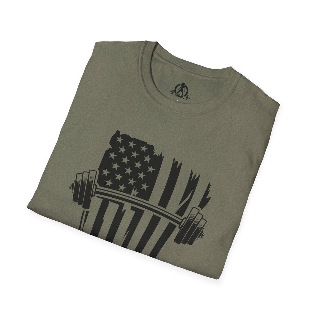 USA Barbell  - Unisex Softstyle T-Shirt - Black Logo - Plain Back