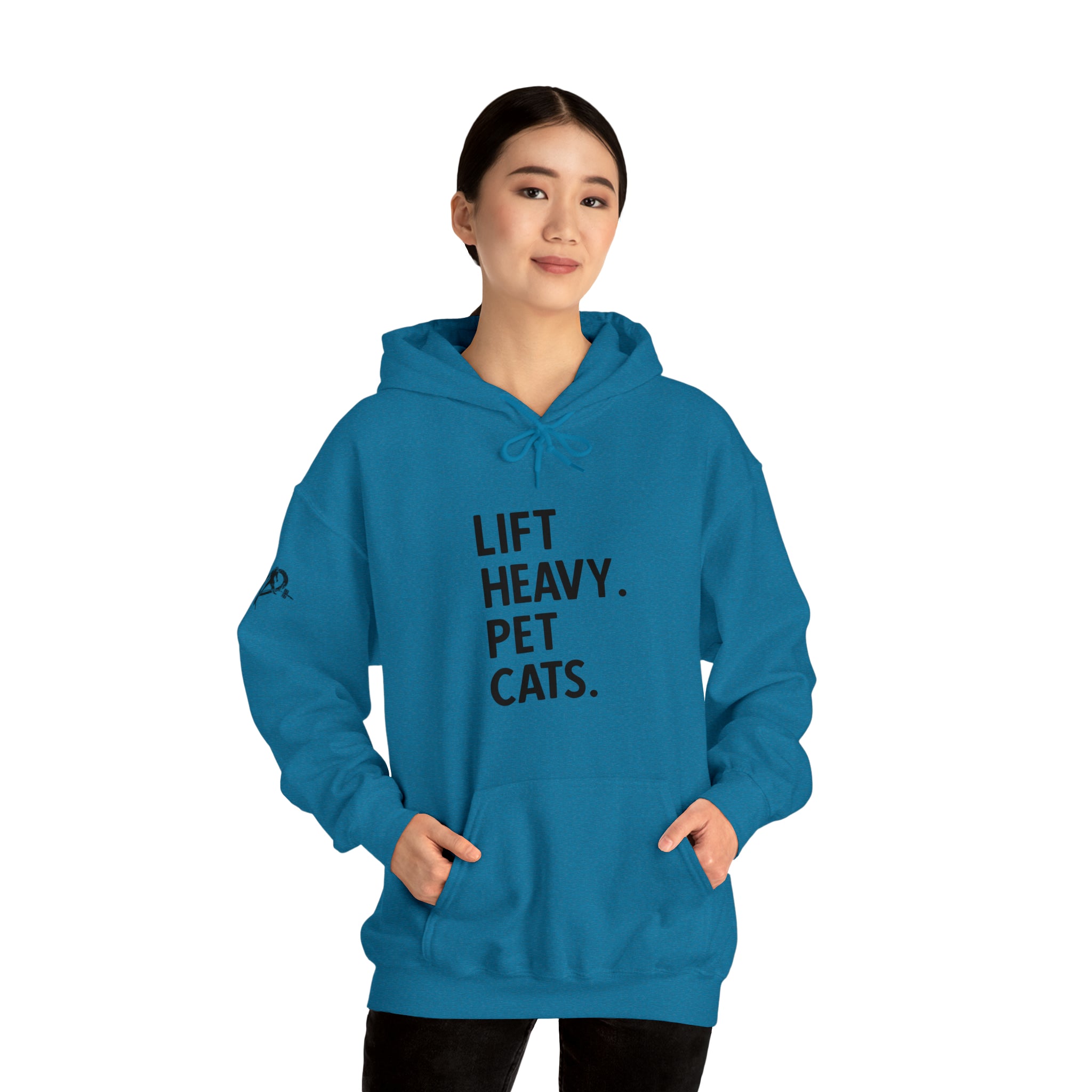 Lift Heavy Pet Cats - Unisex Heavy Blend Hooded Sweatshirt - Black Logo