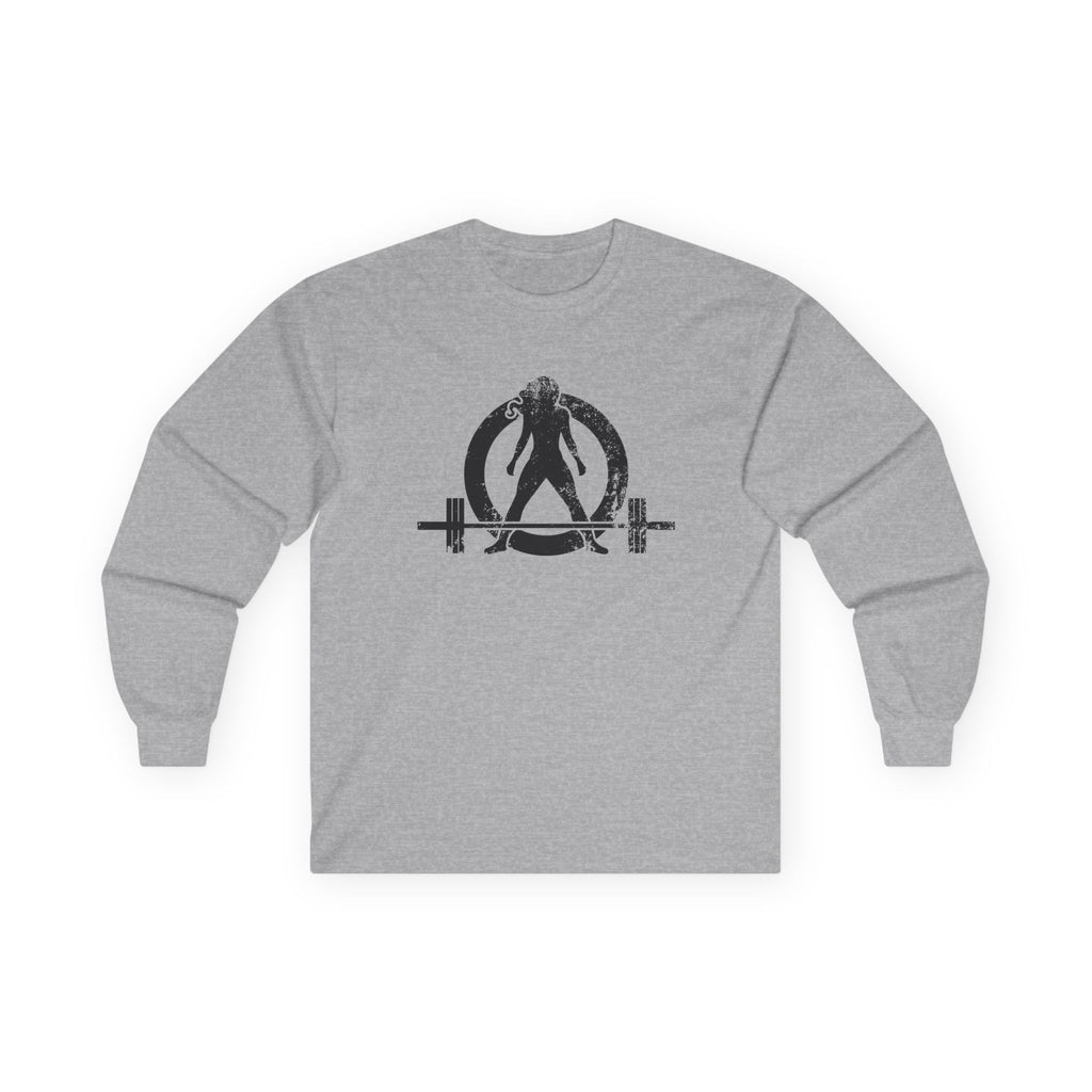 Lift Heavy Run Fast - Ultra Cotton Long Sleeve Tee - Black Logo Front & Back