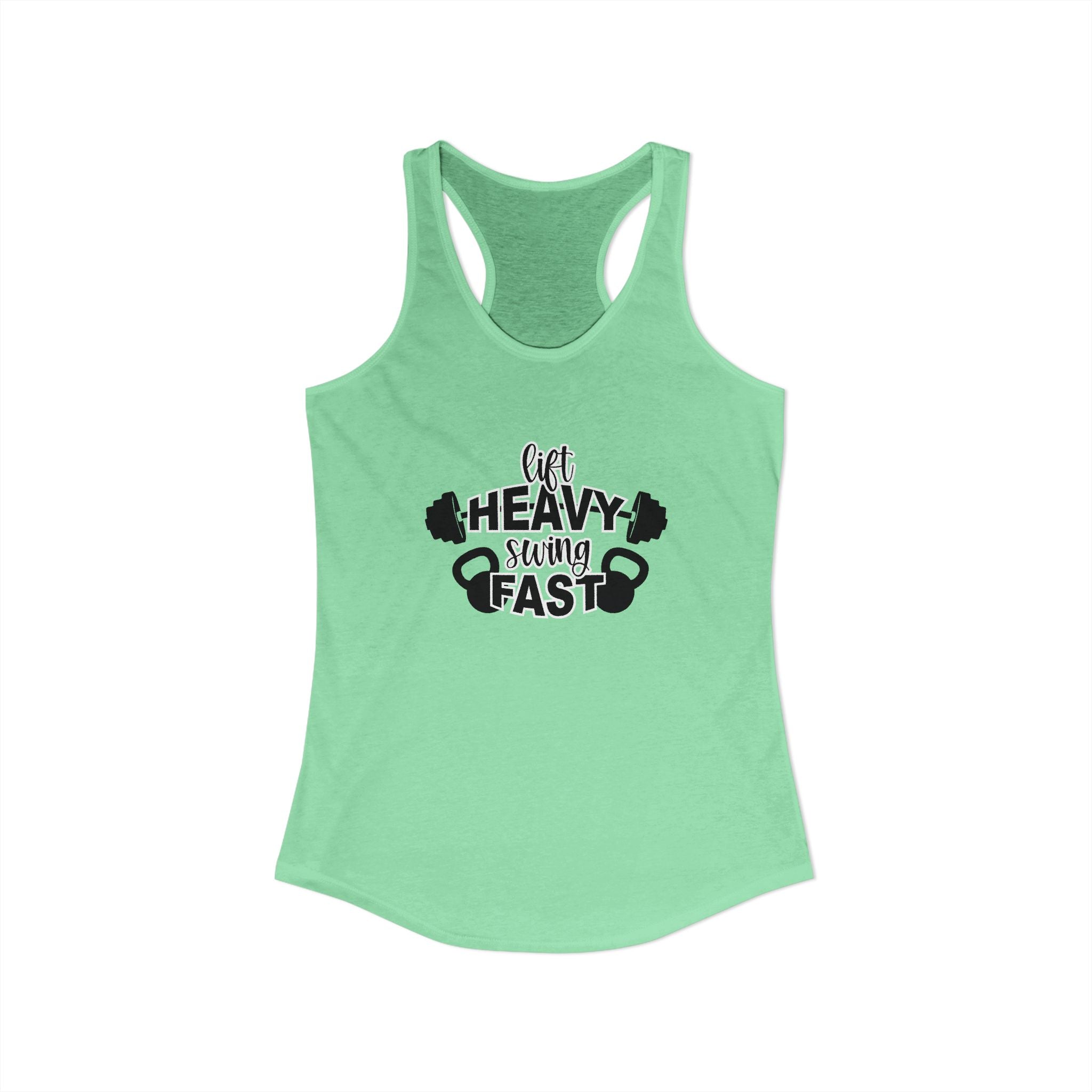 Lift Heavy Swing Fast - Women's Ideal Racerback Tank - Black Logo Front & Back