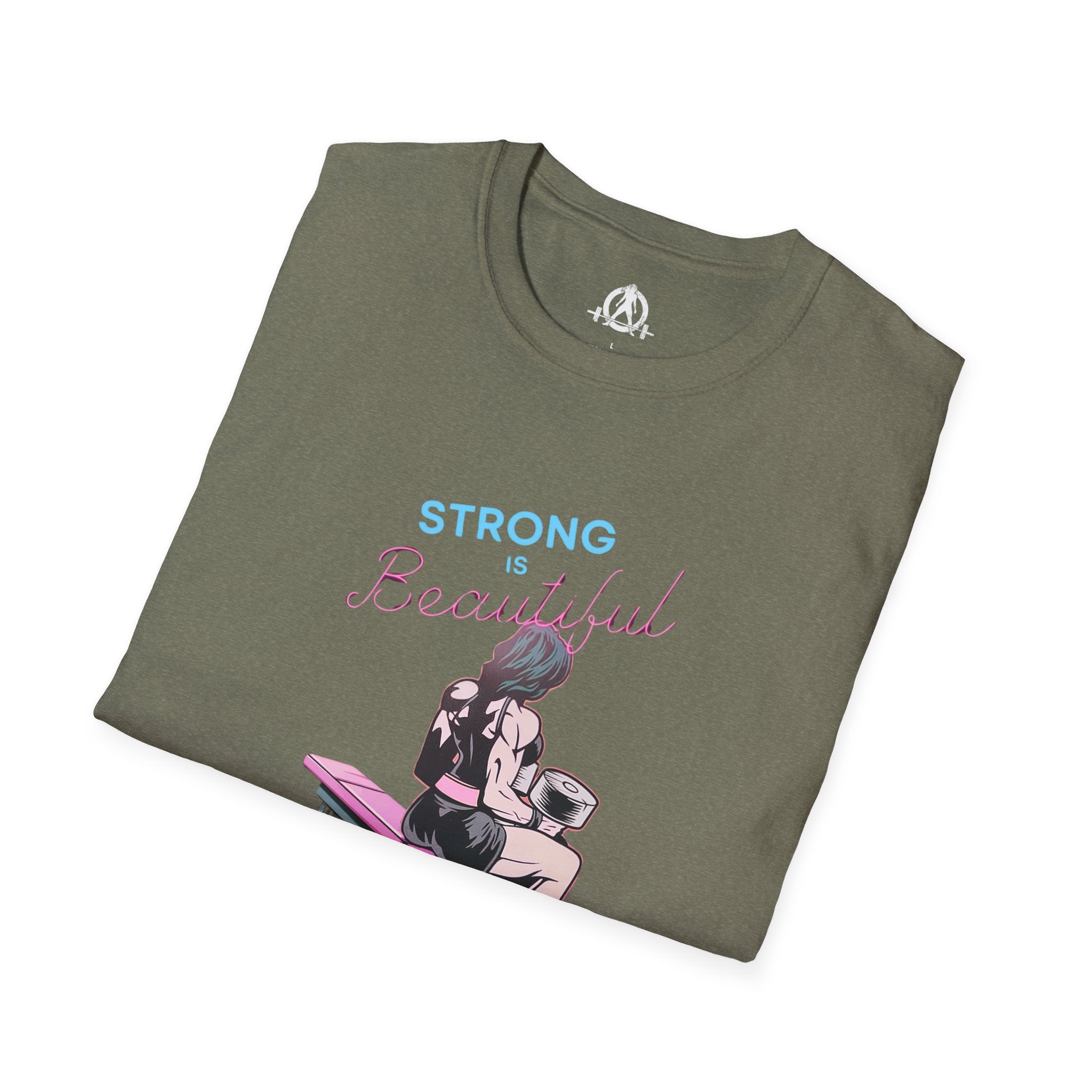 Strong Is Beautiful - Comic - Unisex Softstyle T-Shirt - White Print on Front Plain Back