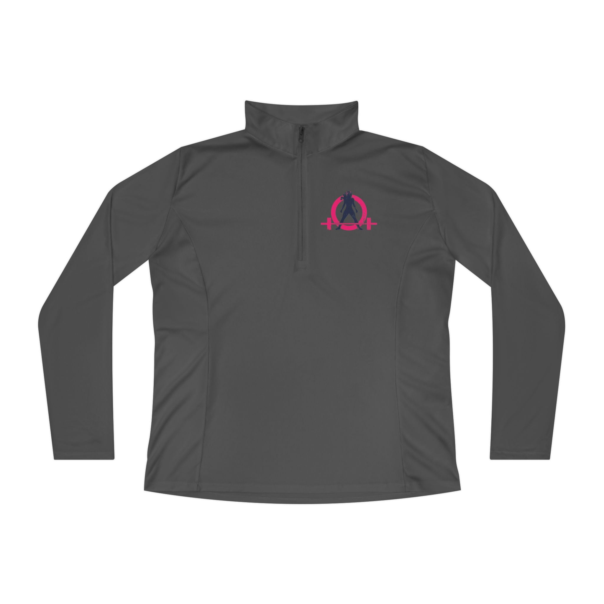Ladies Quarter-Zip Pullover - White Distressed Logo