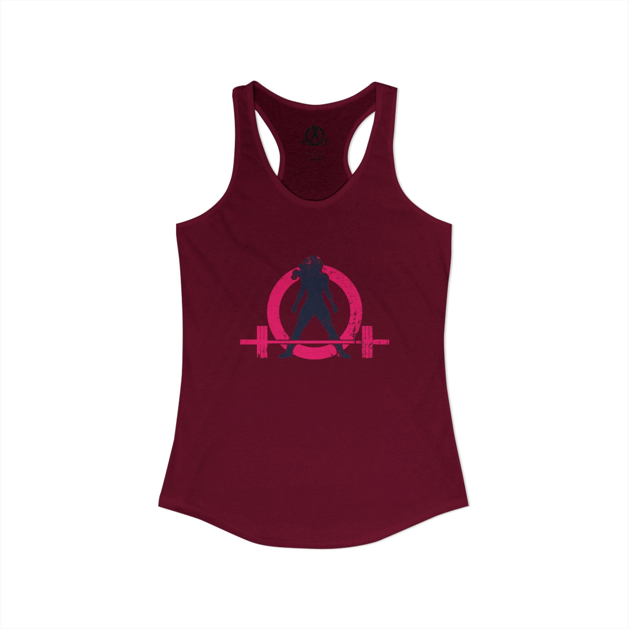 Distressed - Simple - Women's Ideal Racerback Tank - Color Inverted Logo Front - Plain Back