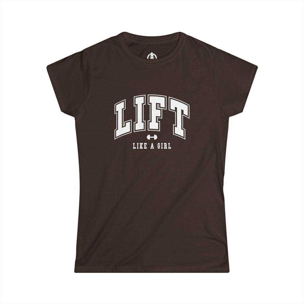Lift Like A Girl - Women's Softstyle Tee - White Logo Main Front & Back