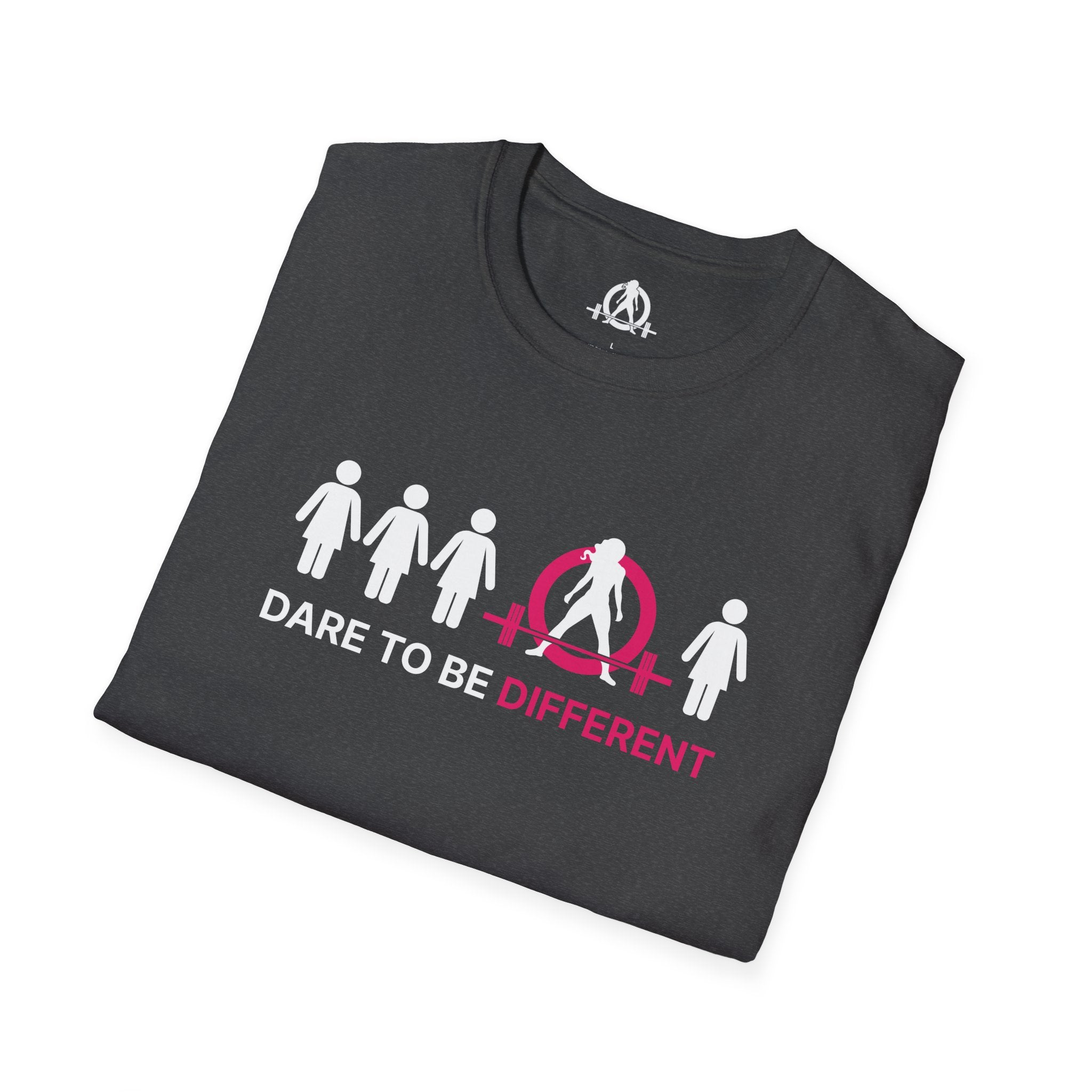 Dare To Be Different - Deadlift - Unisex Softstyle T-Shirt - White Logo Front