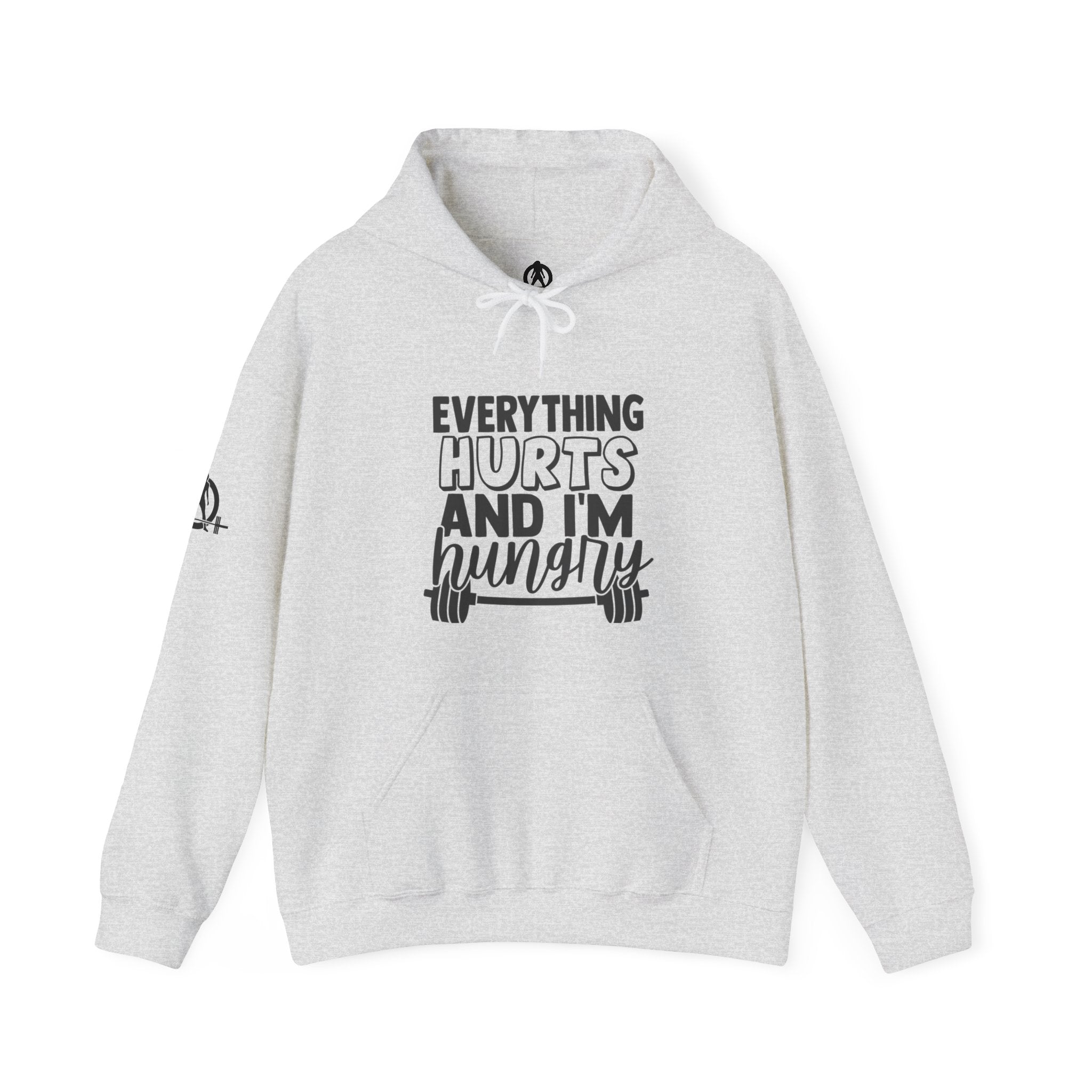 Everything Hurts & I'm Hungry  - Unisex Heavy Blend Hooded Sweatshirt  - Black Print Front/Arm